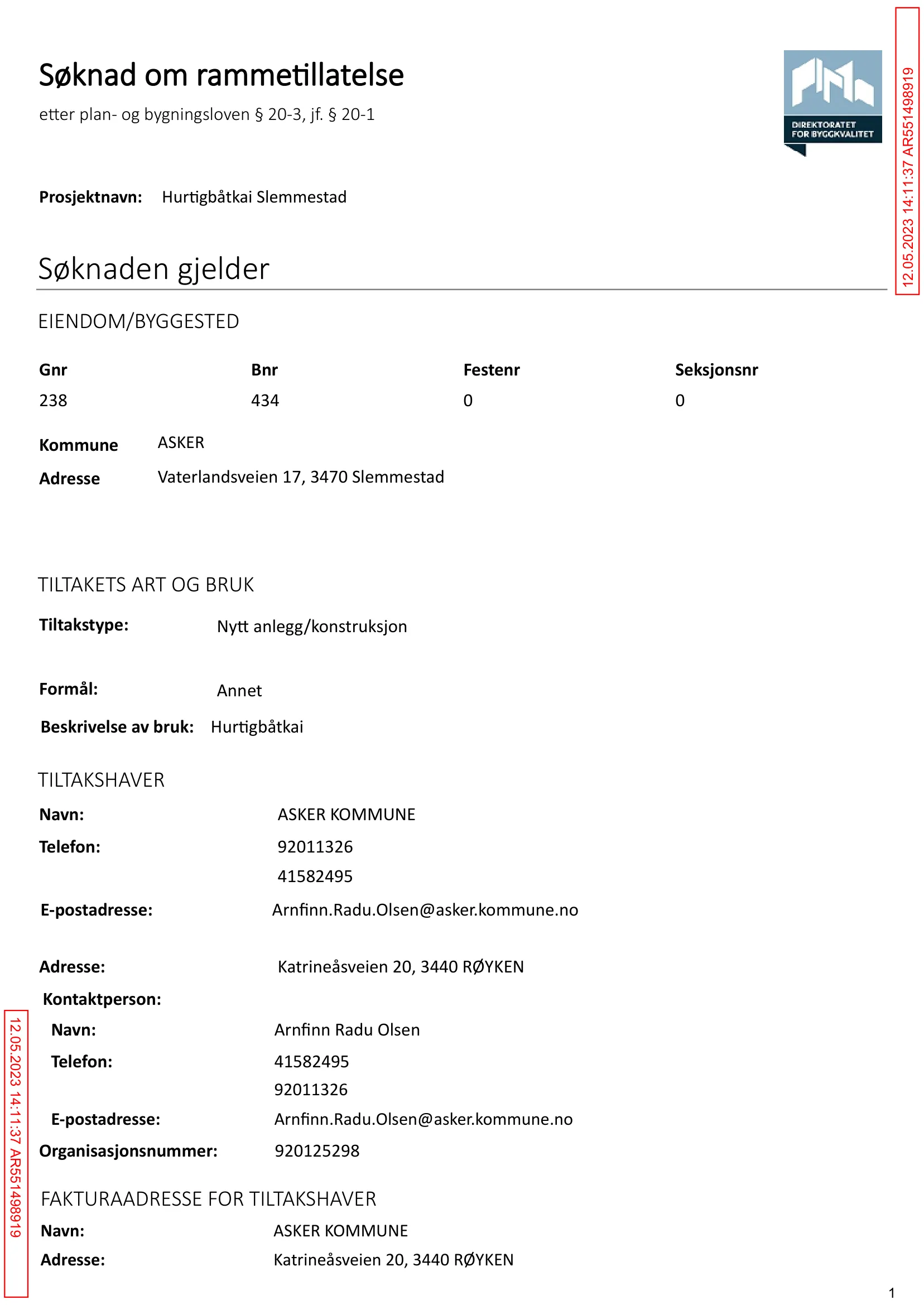 Søknad om rammetillatelse