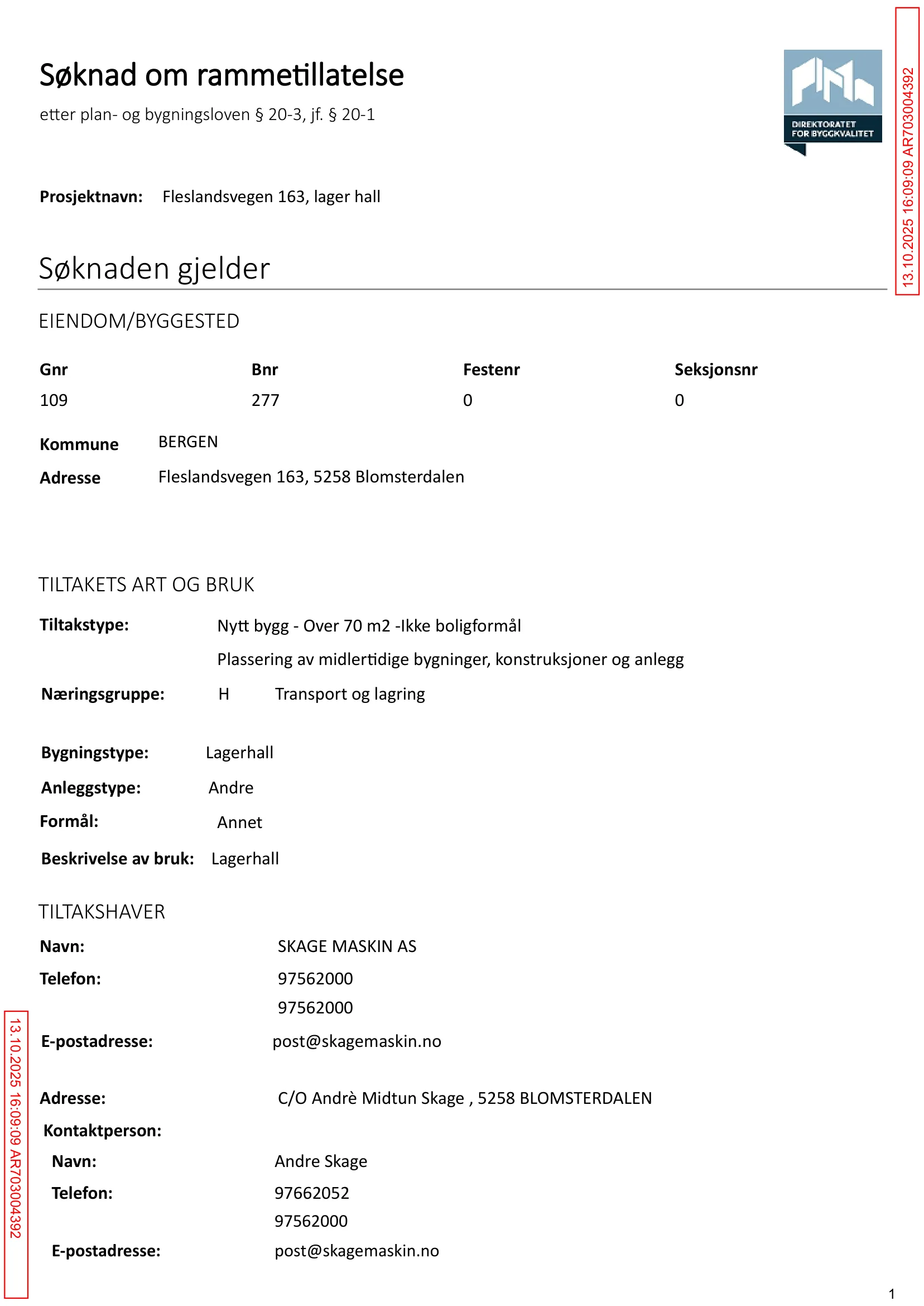 Søknad om rammetillatelse