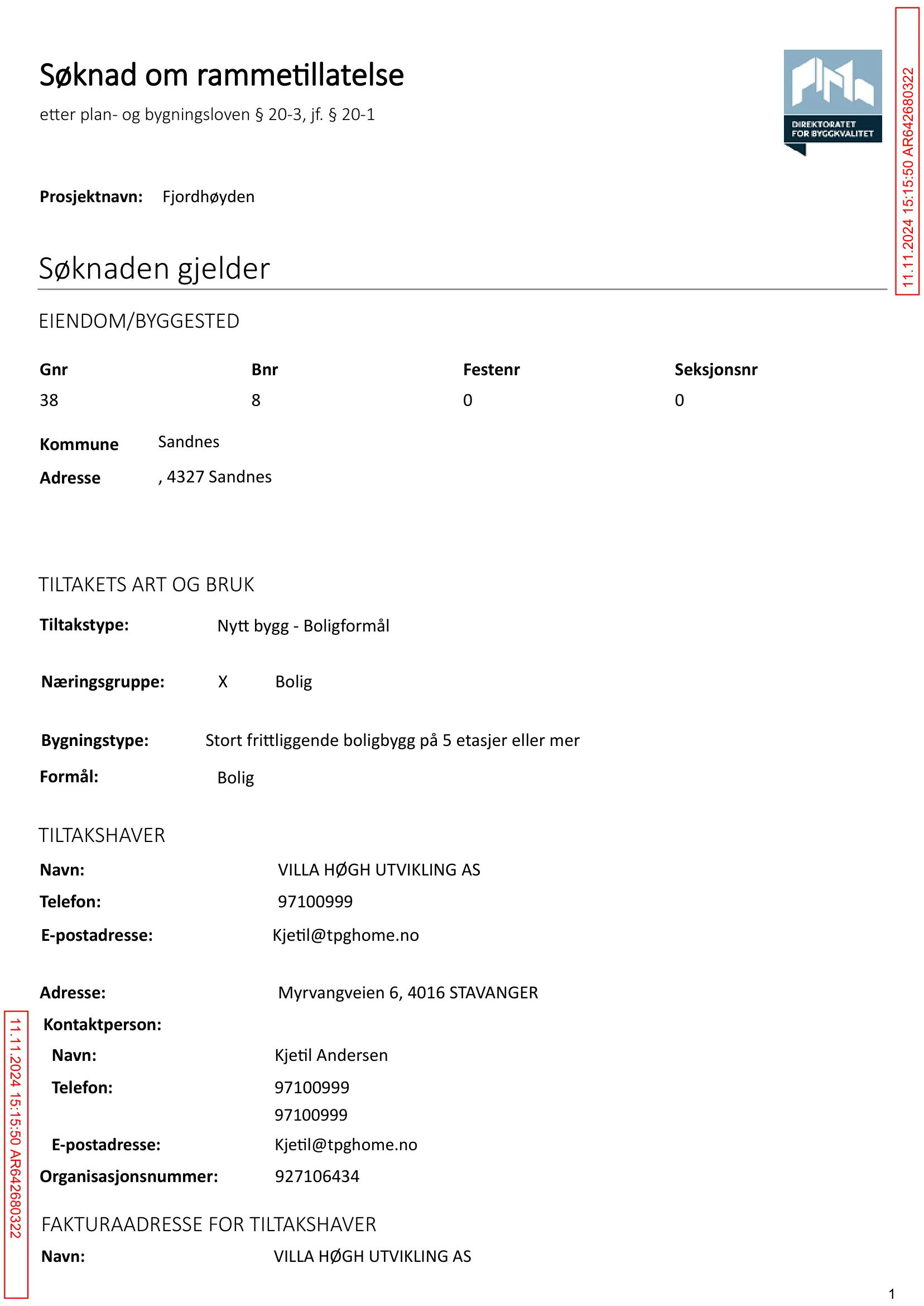 Søknad om rammetillatelse