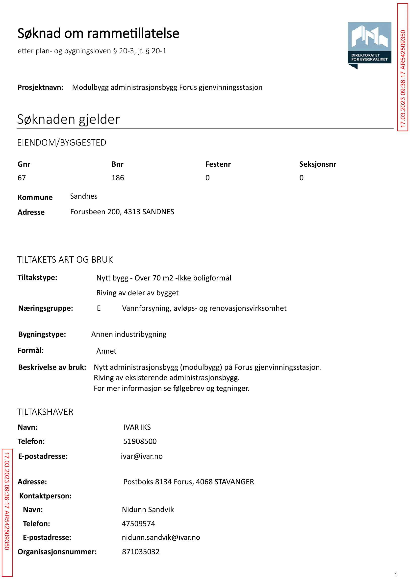 Søknad om rammetillatelse