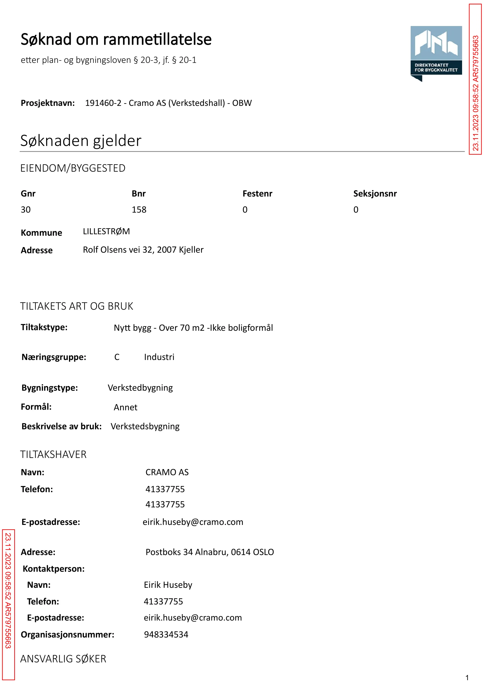 Søknad om rammetillatelse