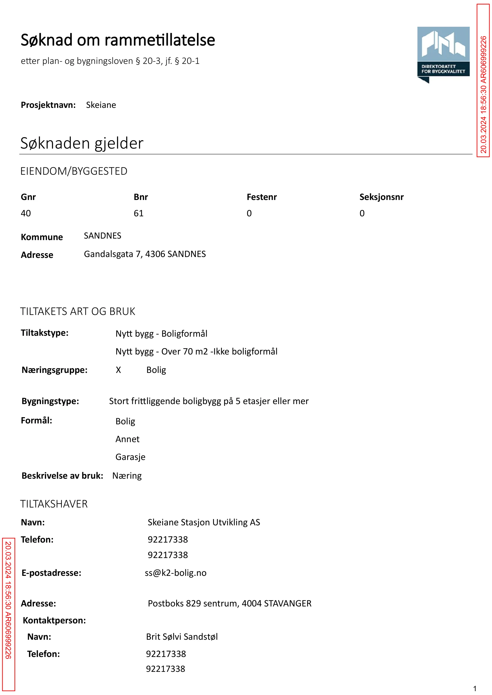 Søknad om rammetillatelse
