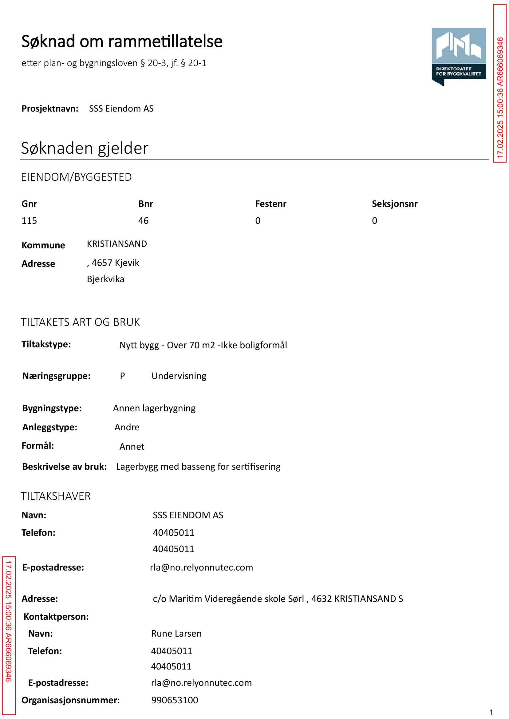 Søknad om rammetillatelse