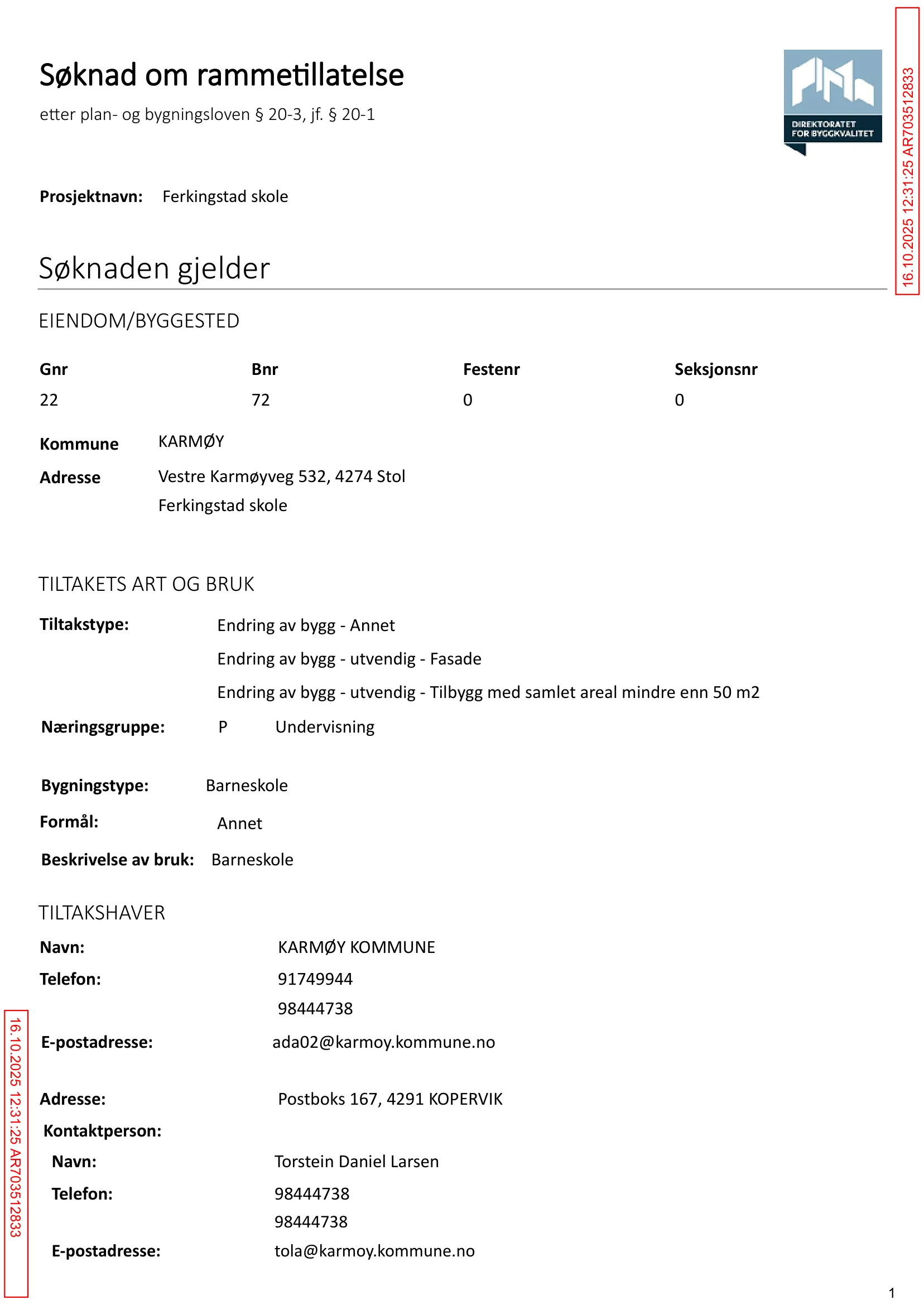 Søknad om rammetillatelse