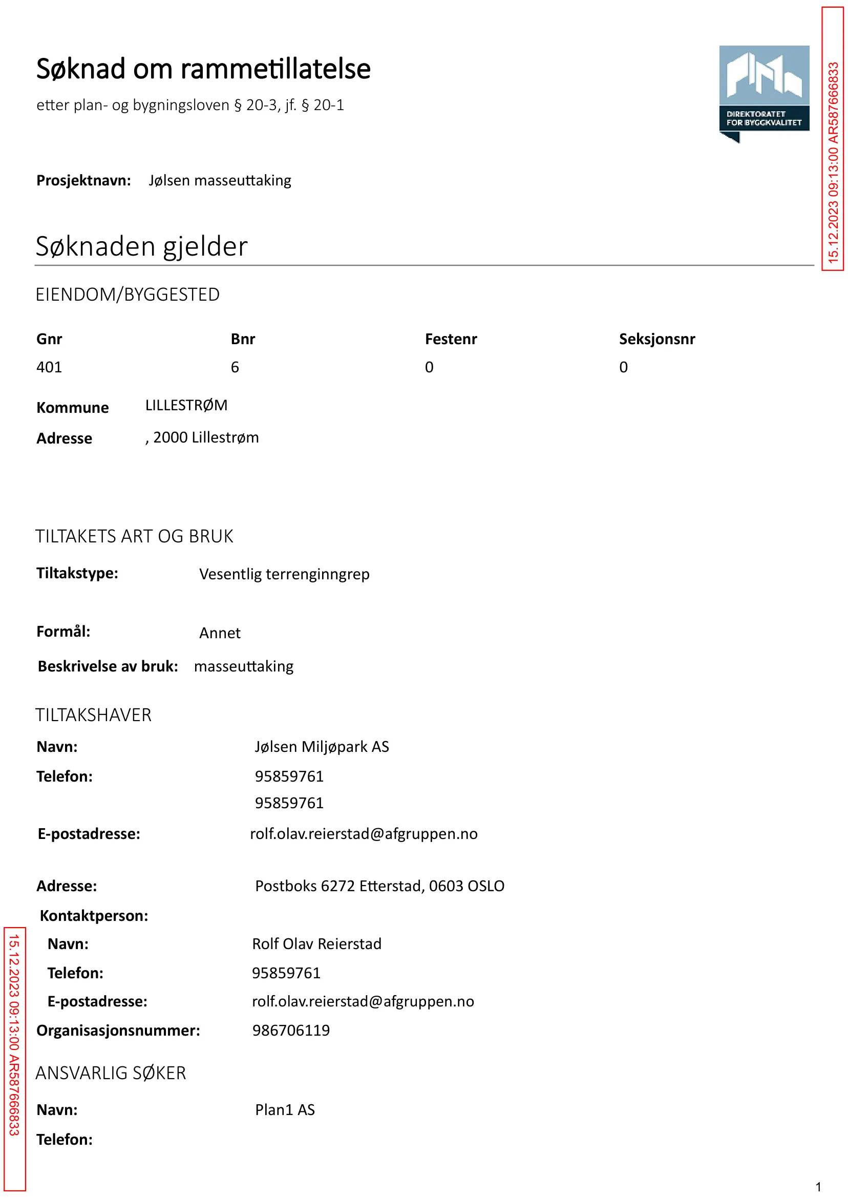Søknad om rammetillatelse