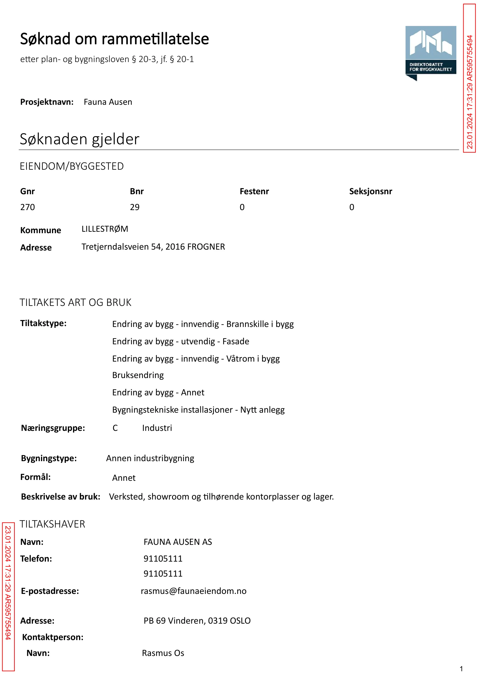Søknad om rammetillatelse