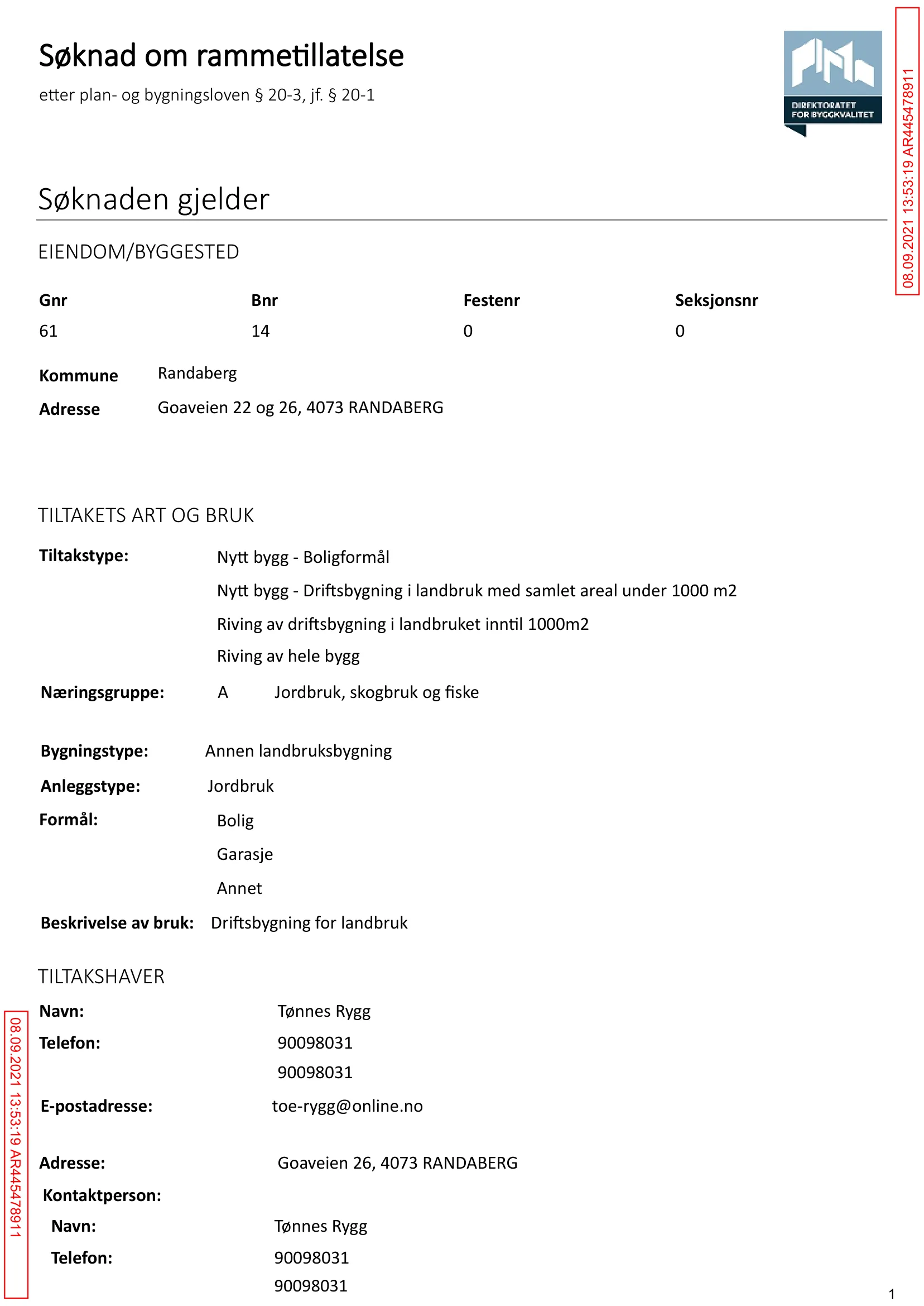 Søknad om rammetillatelse