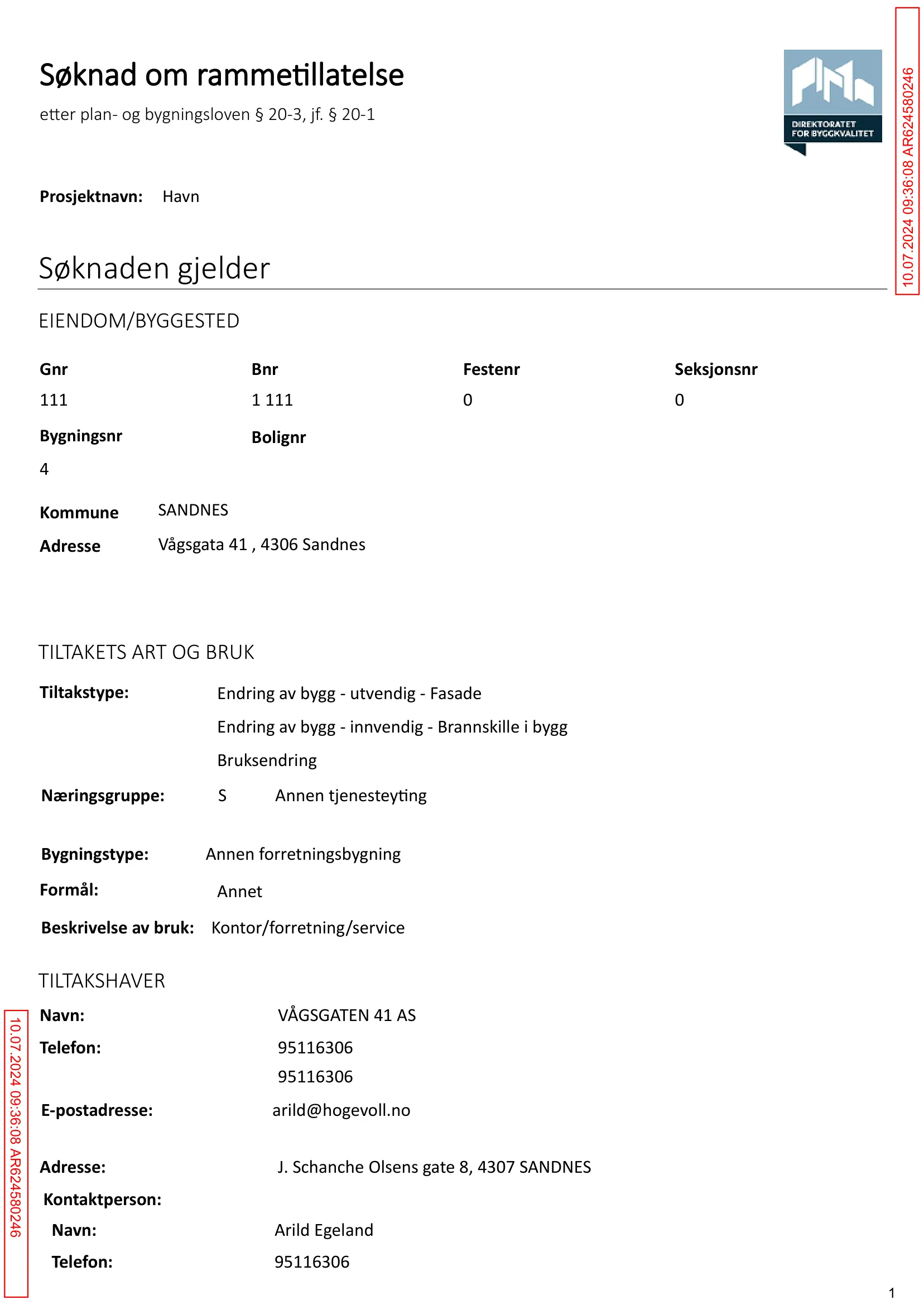 Søknad om rammetillatelse
