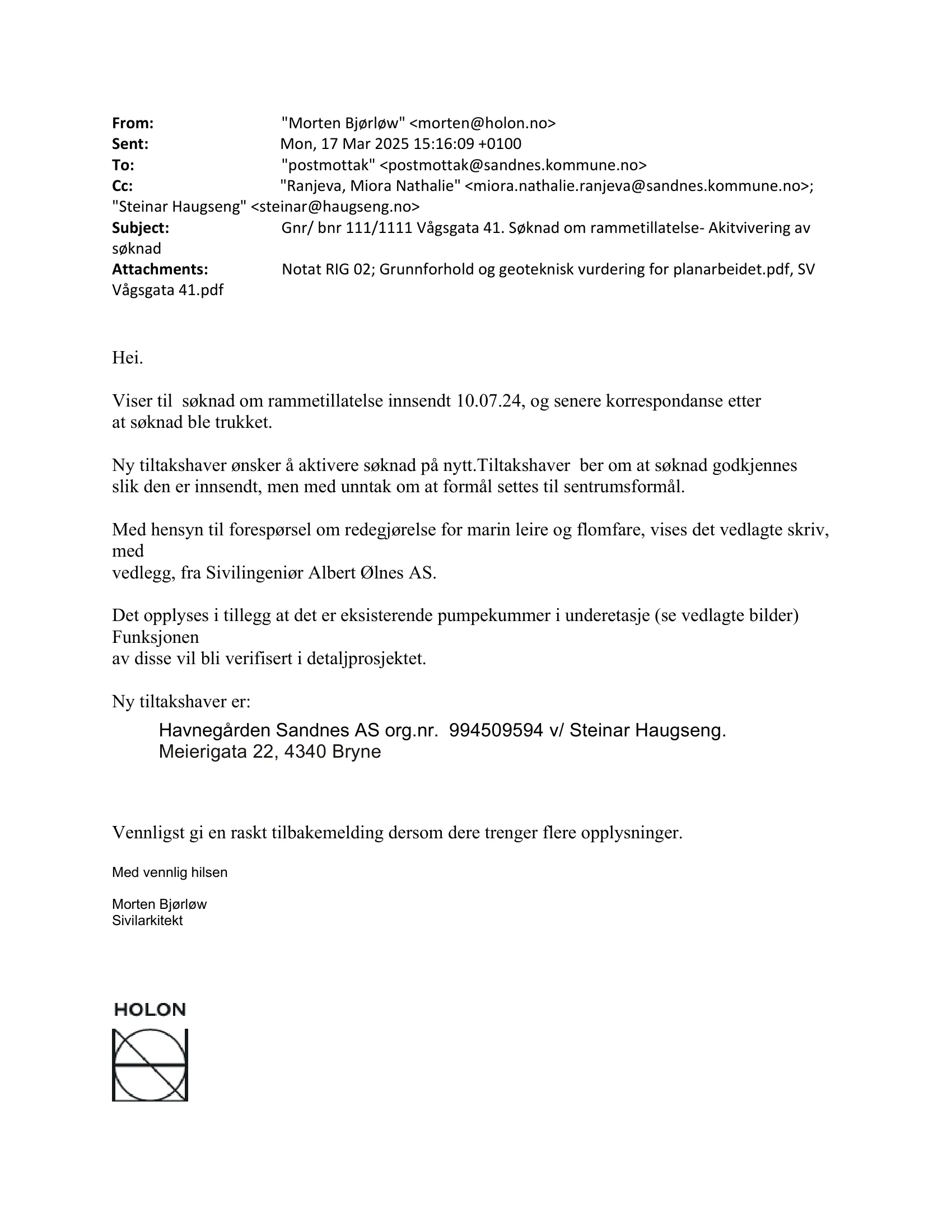 Søknad om rammetillatelse