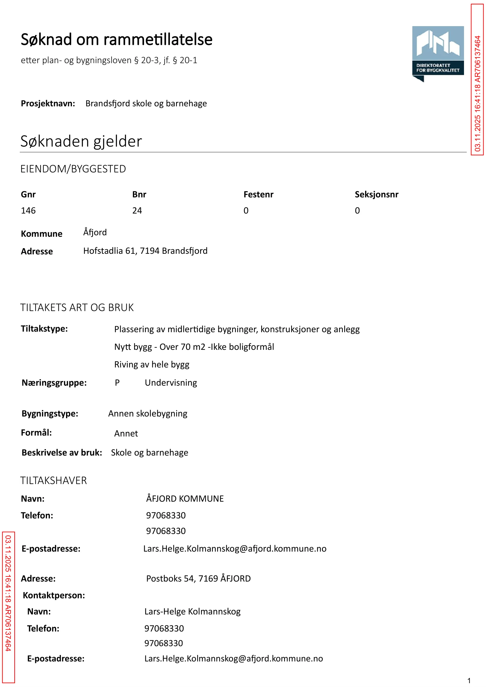 Søknad om rammetillatelse
