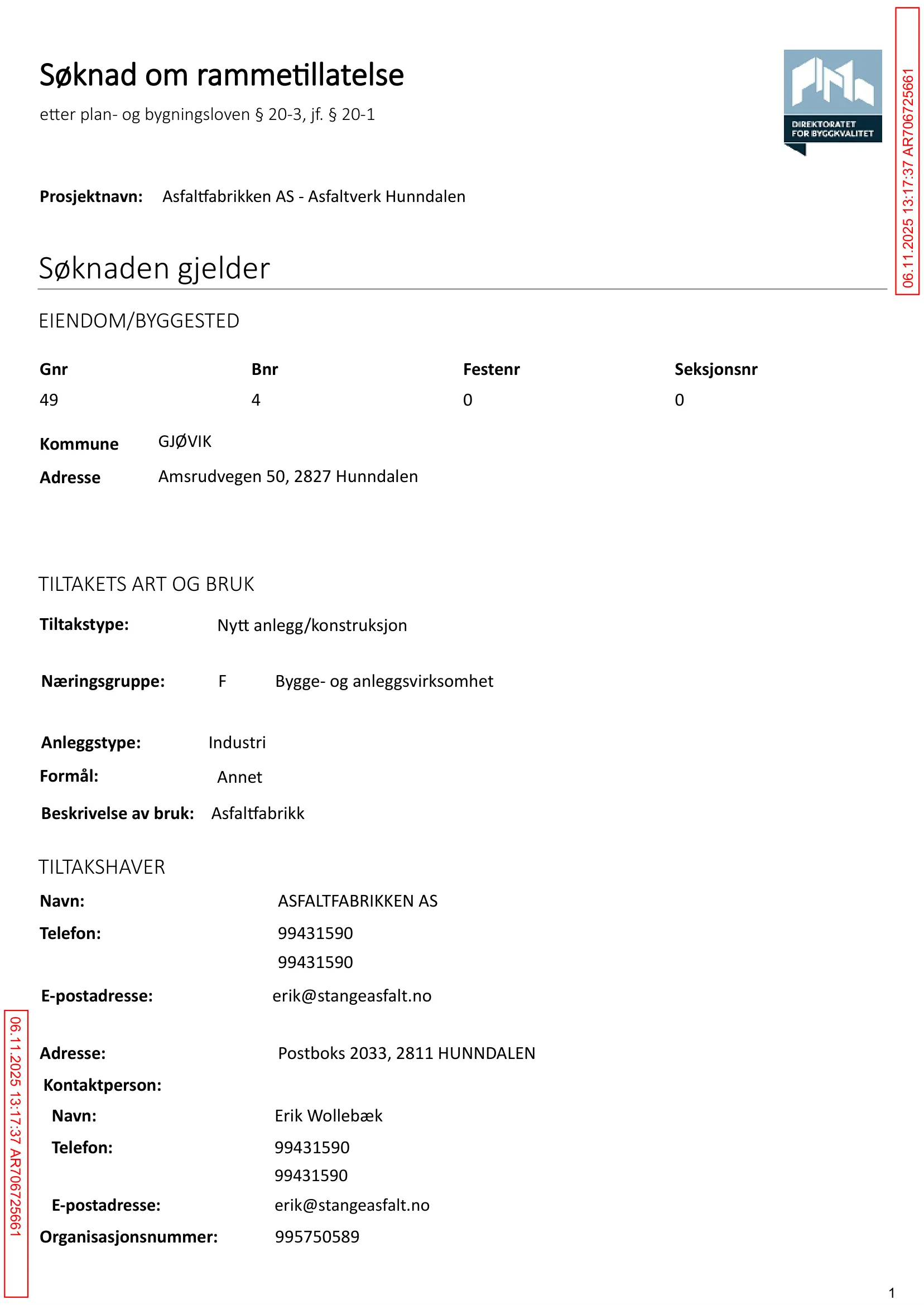 Søknad om rammetillatelse
