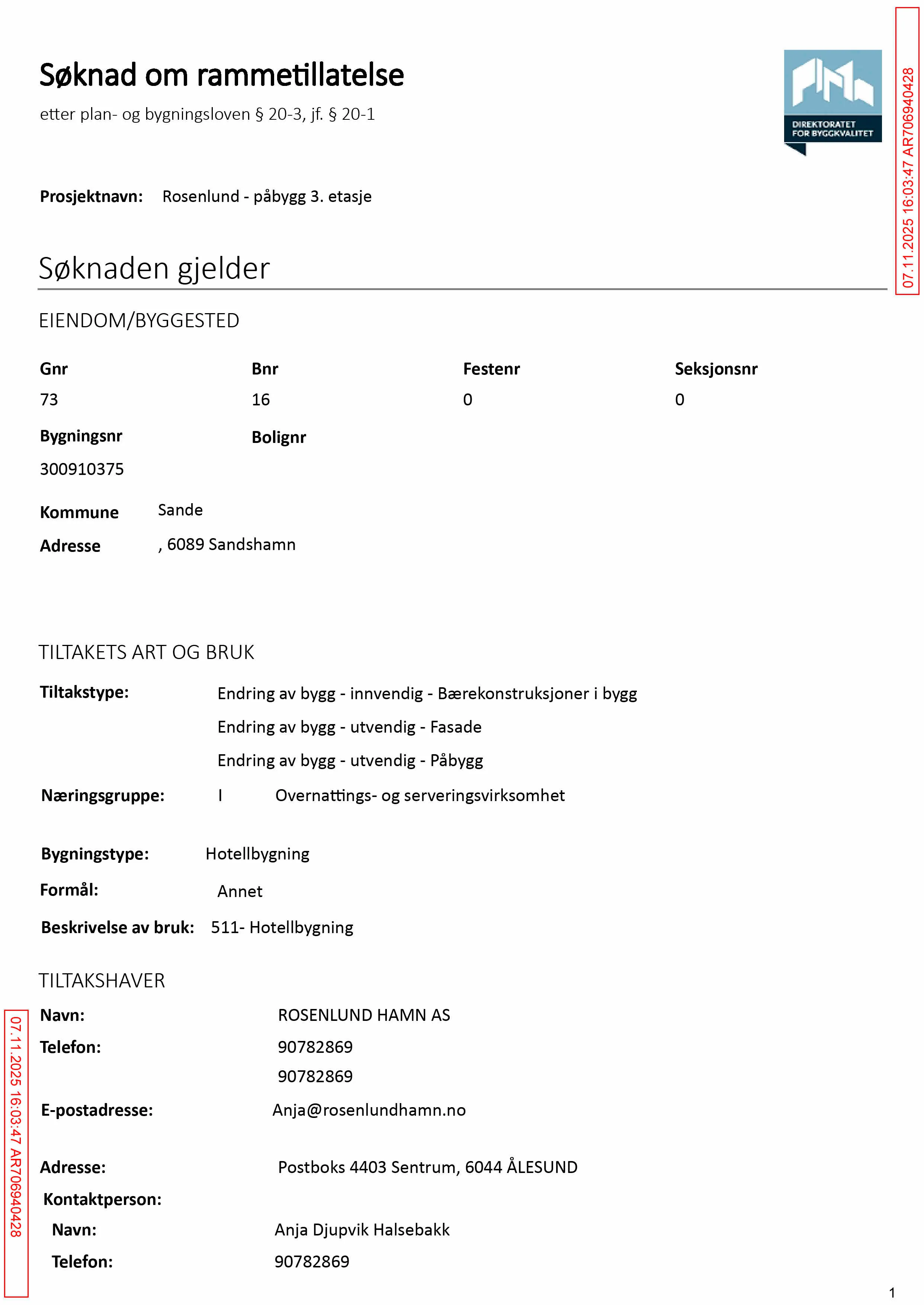 Søknad om rammetillatelse