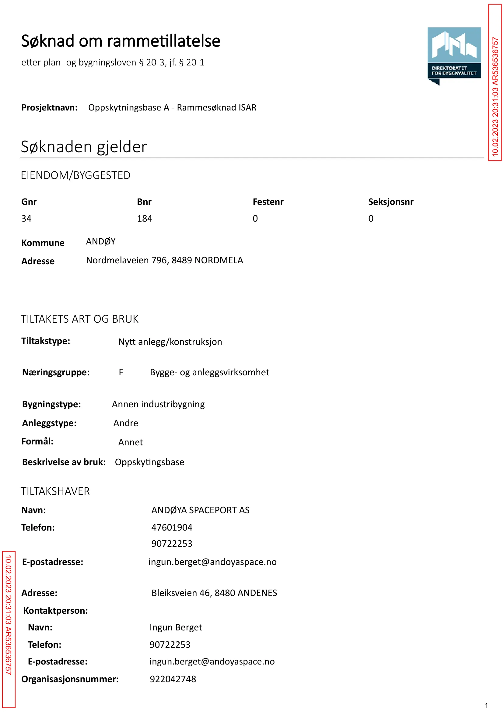Søknad om rammetillatelse