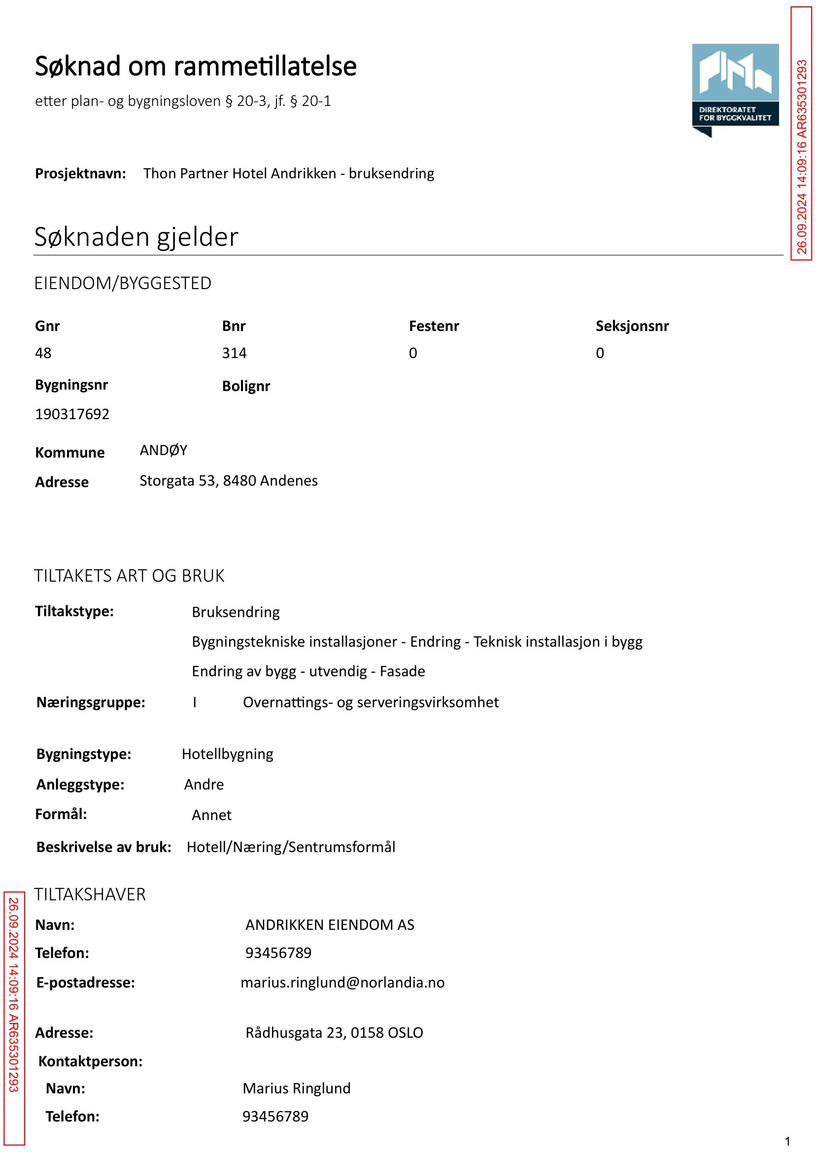 Søknad om rammetillatelse