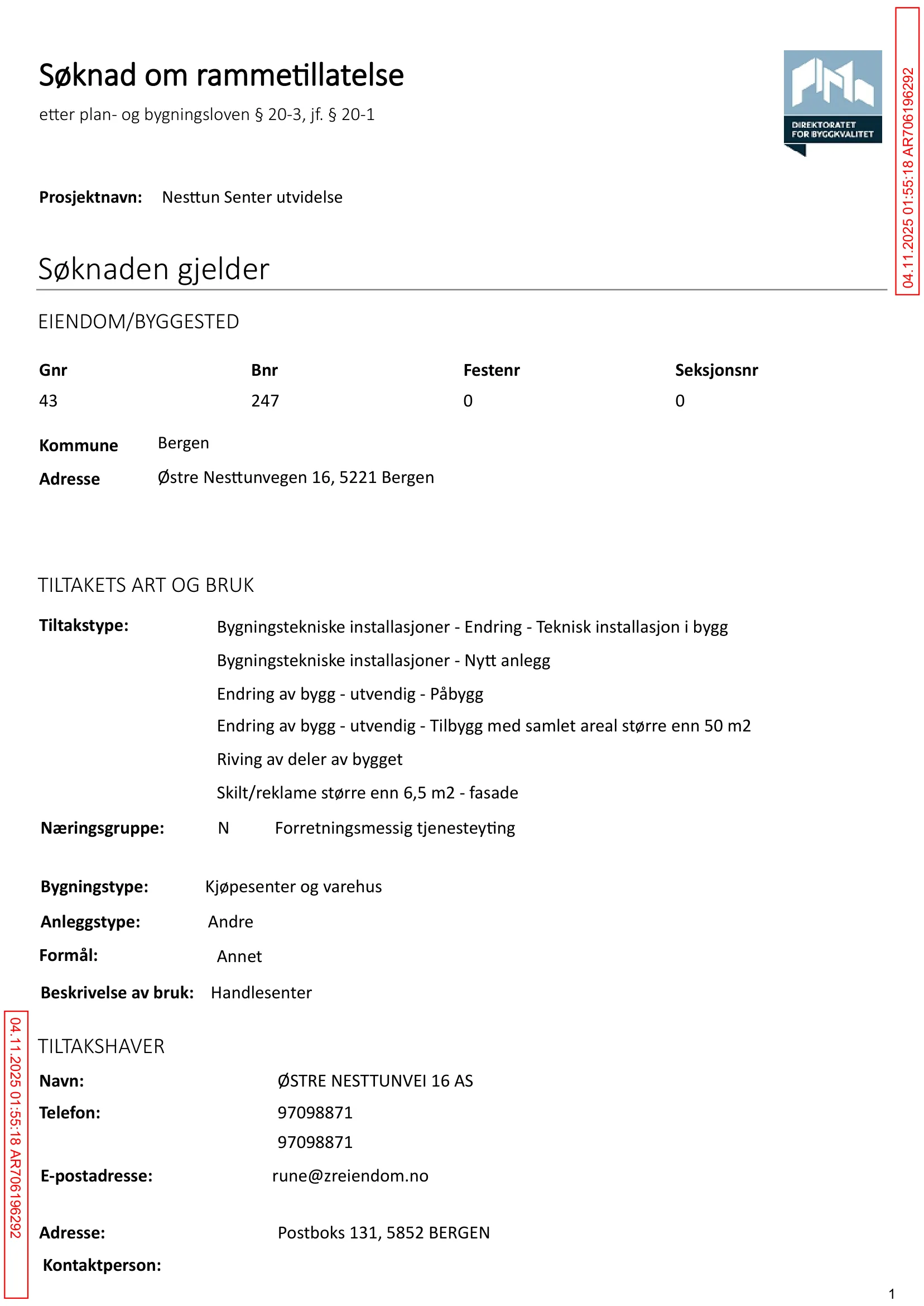 Søknad om rammetillatelse