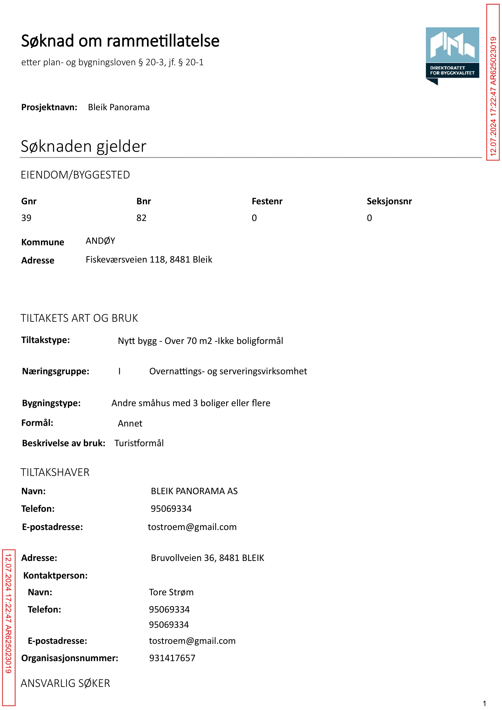 Søknad om rammetillatelse