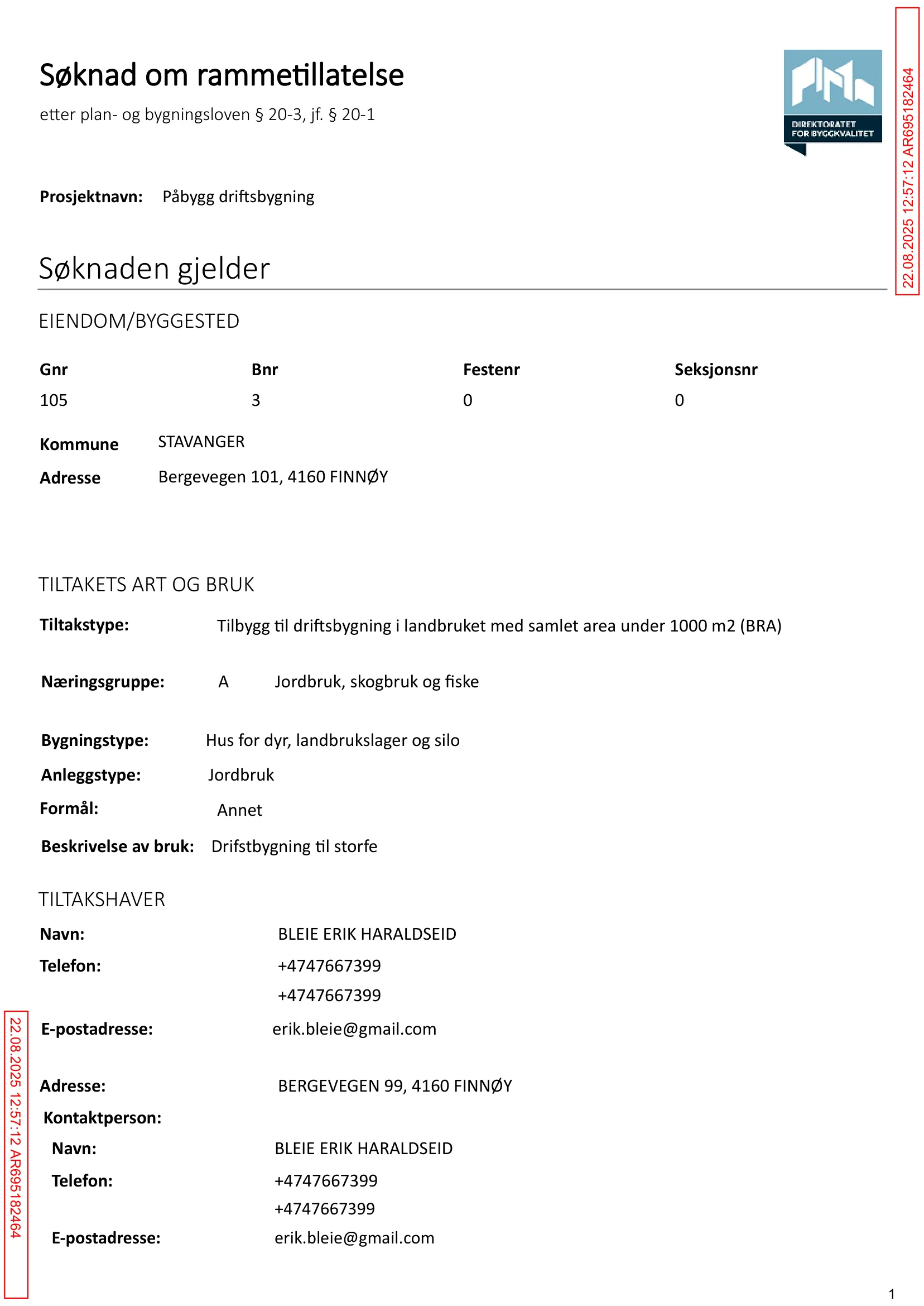 Søknad om rammetillatelse