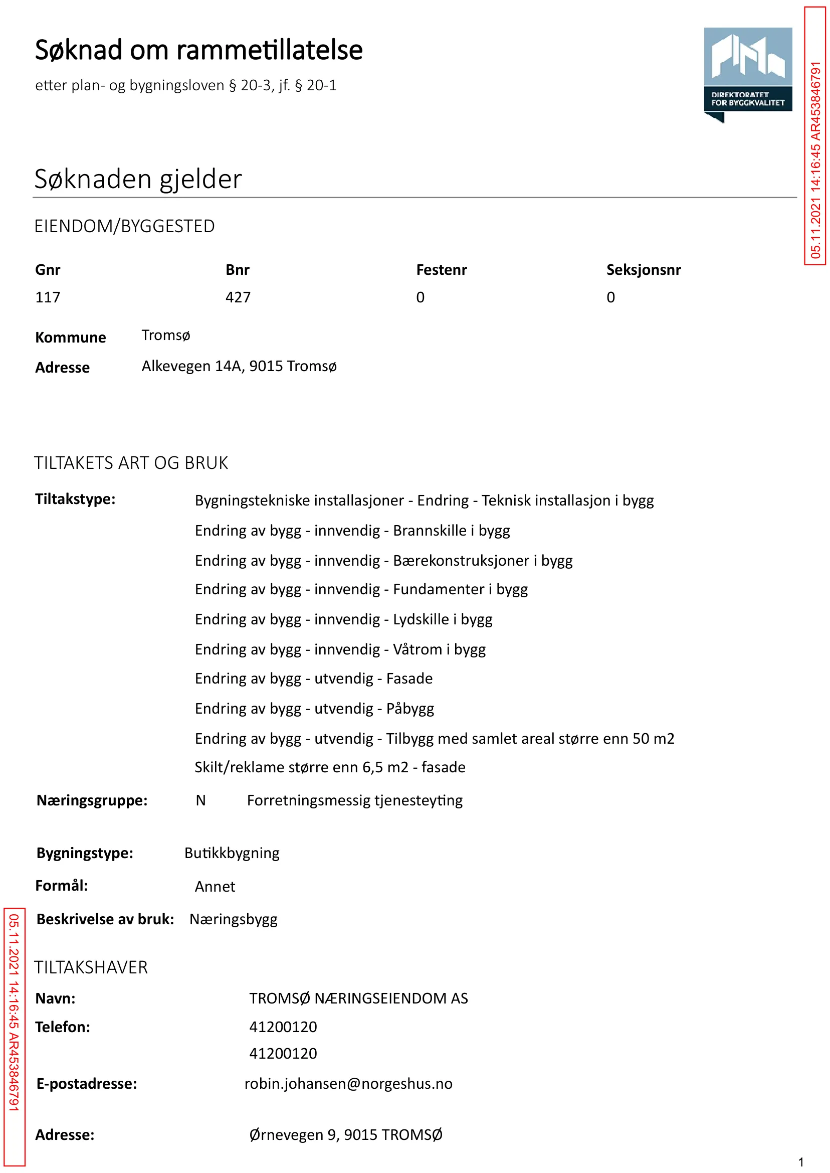 Søknad om rammetillatelse