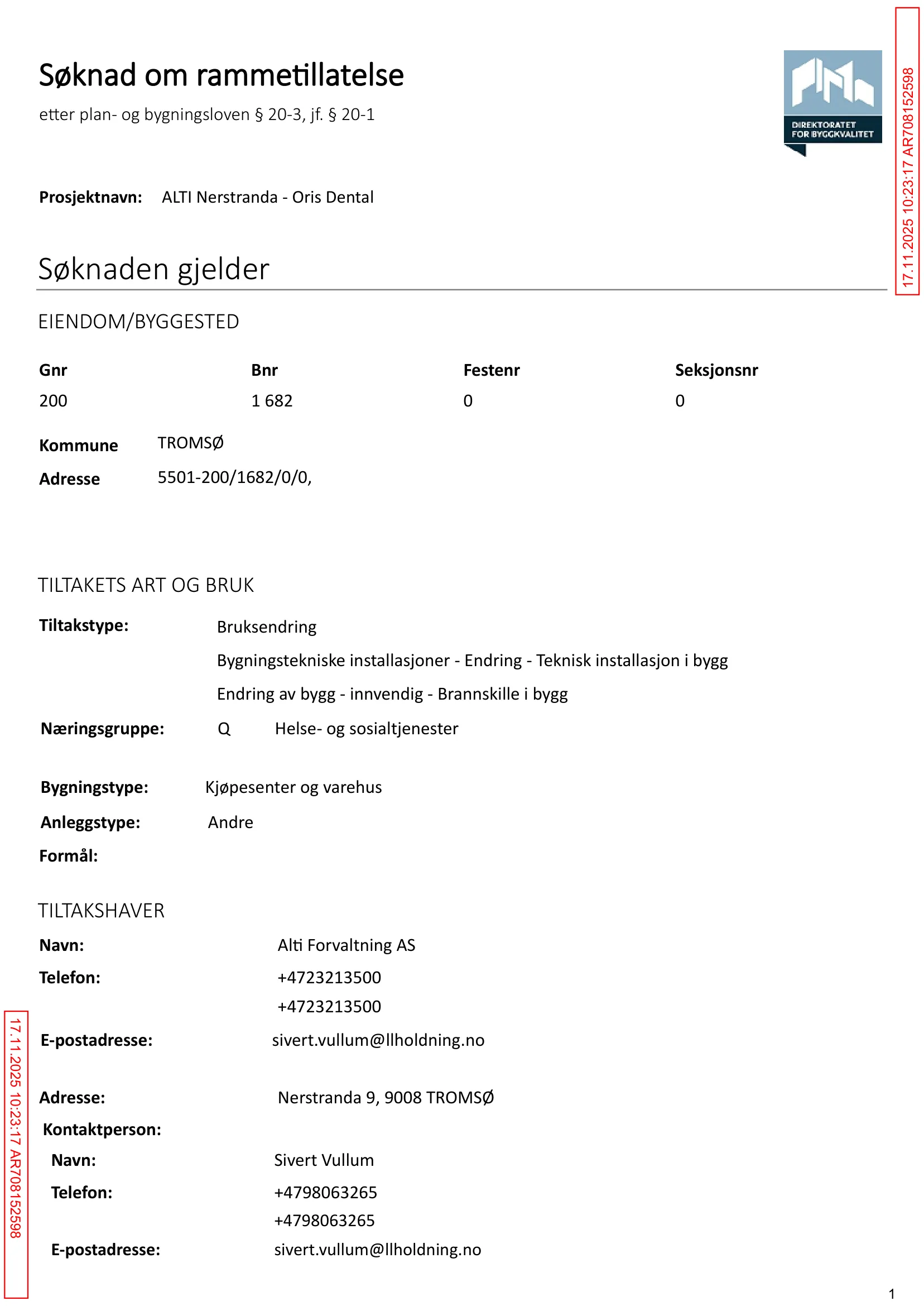 Søknad om rammetillatelse