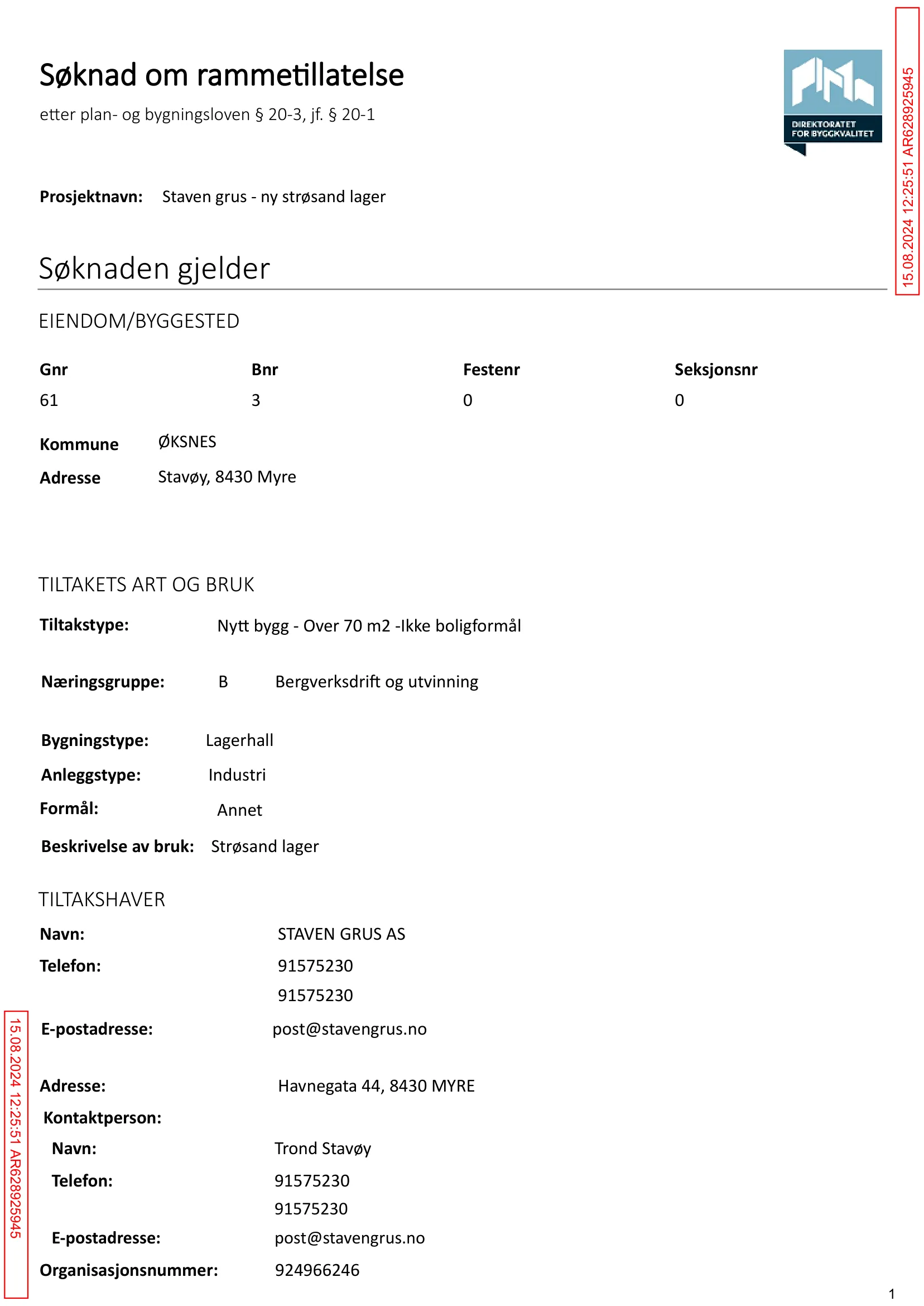 Søknad om rammetillatelse