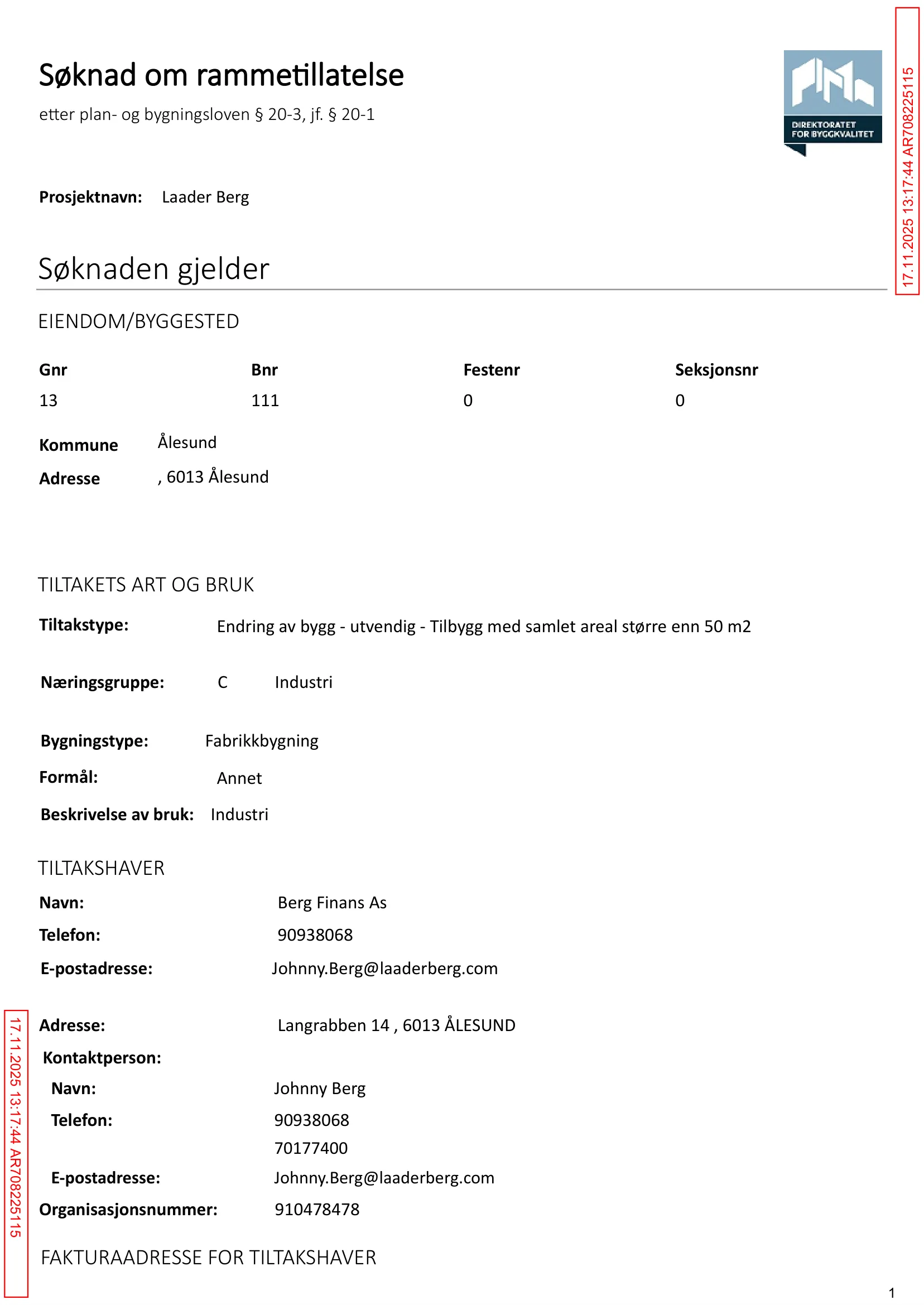 Søknad om rammetillatelse