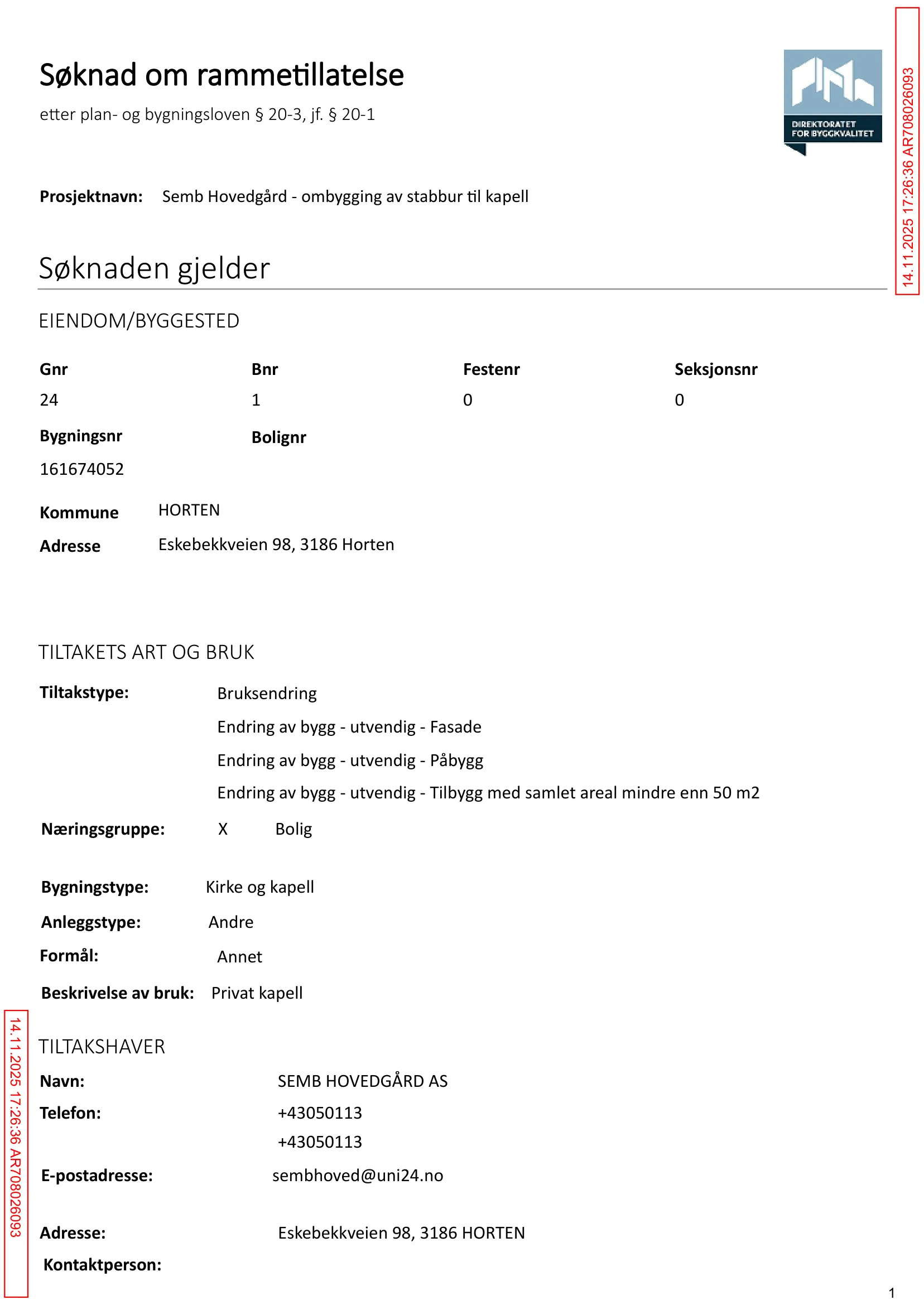 Søknad om rammetillatelse