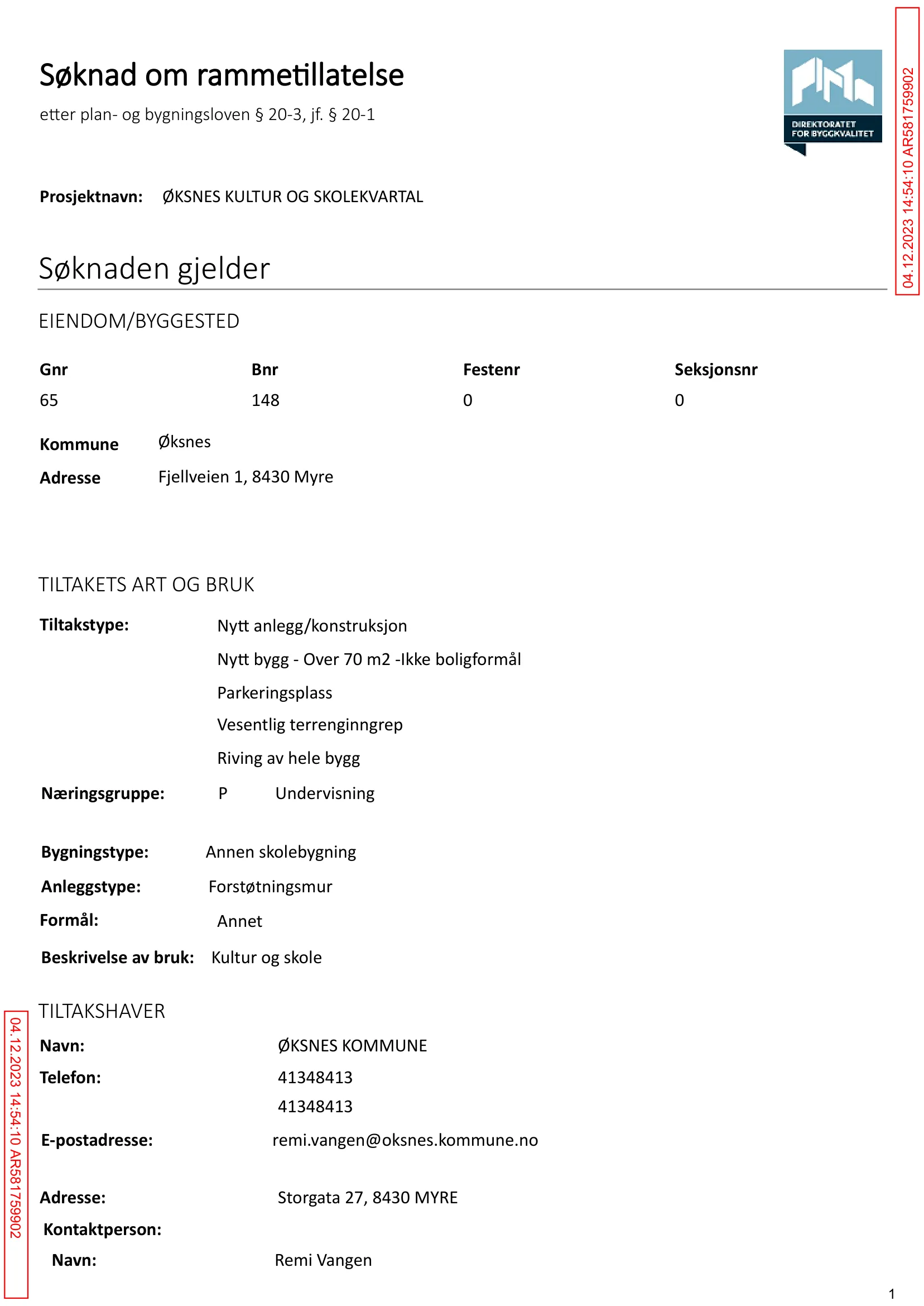 Søknad om rammetillatelse