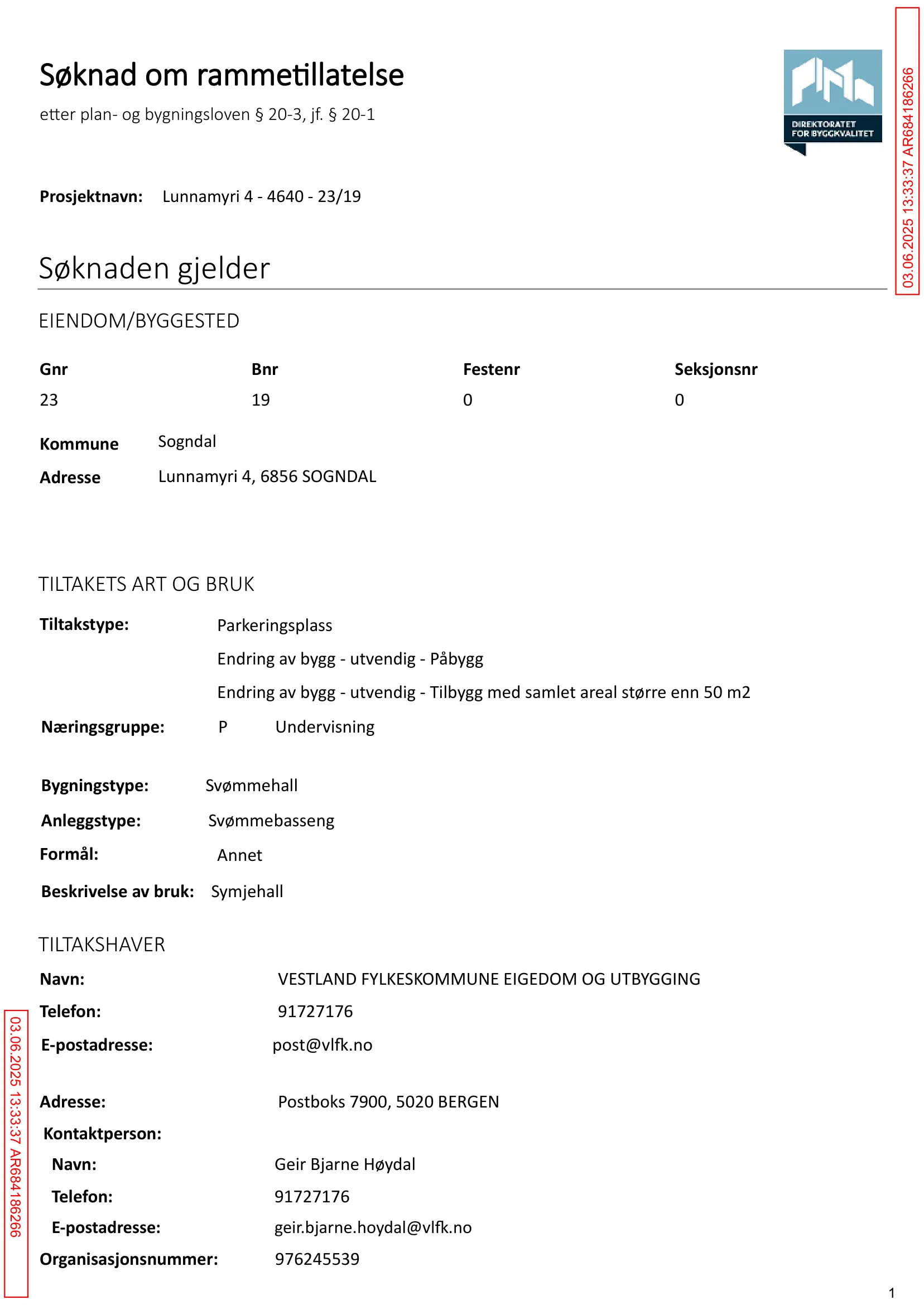 Søknad om rammetillatelse
