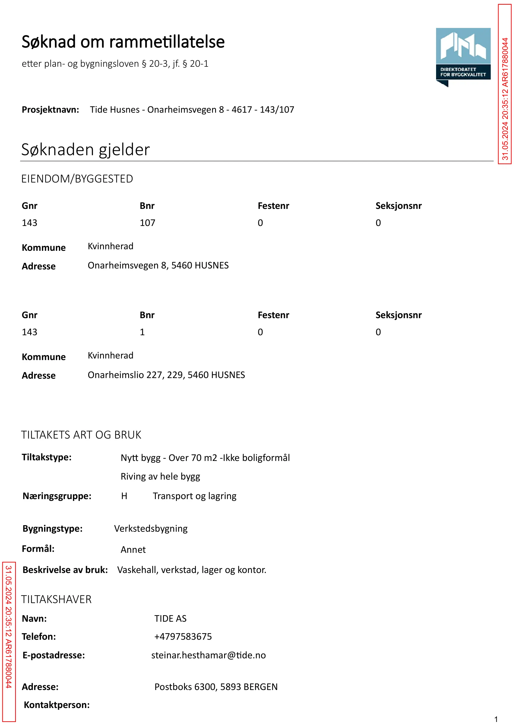 Søknad om rammetillatelse