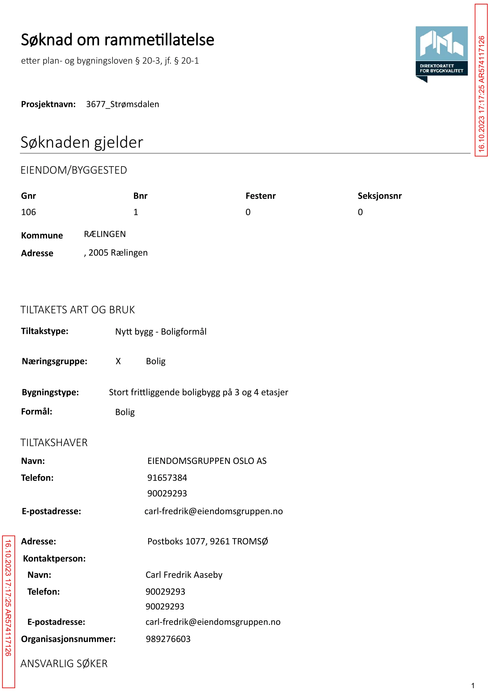 Søknad om rammetillatelse