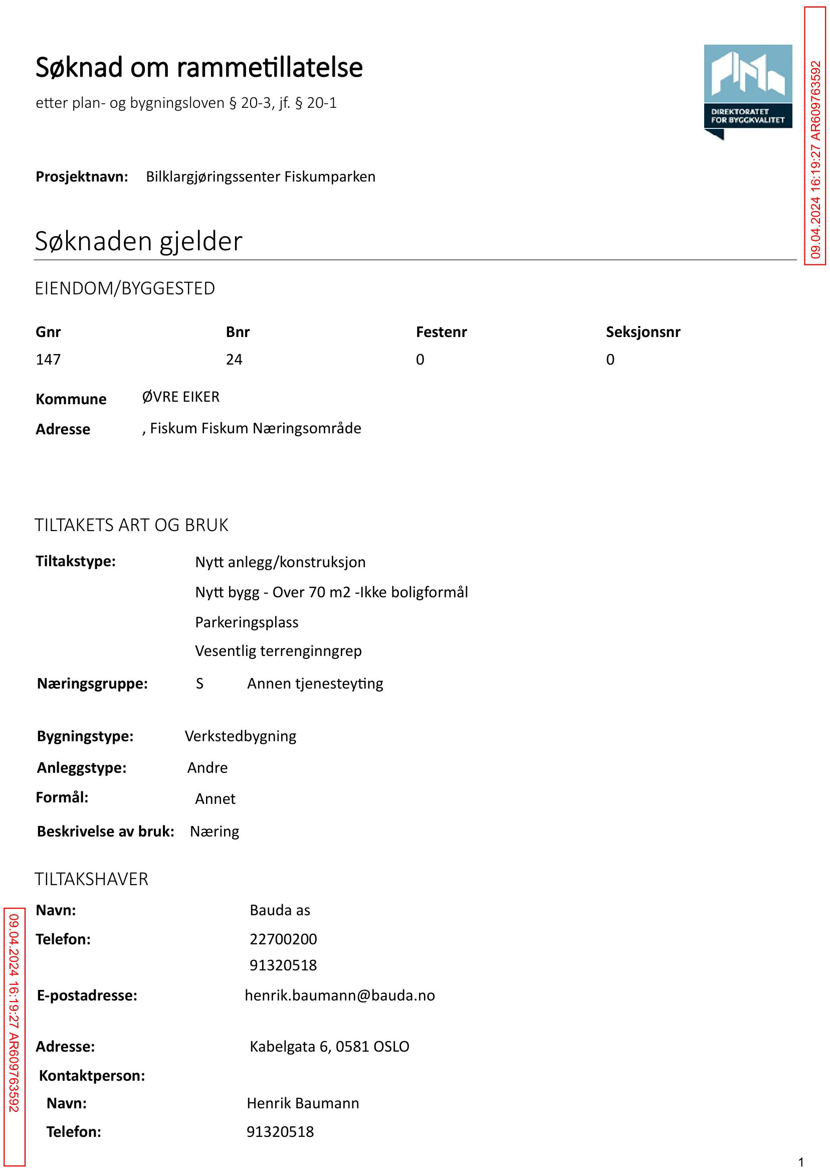 Søknad om rammetillatelse