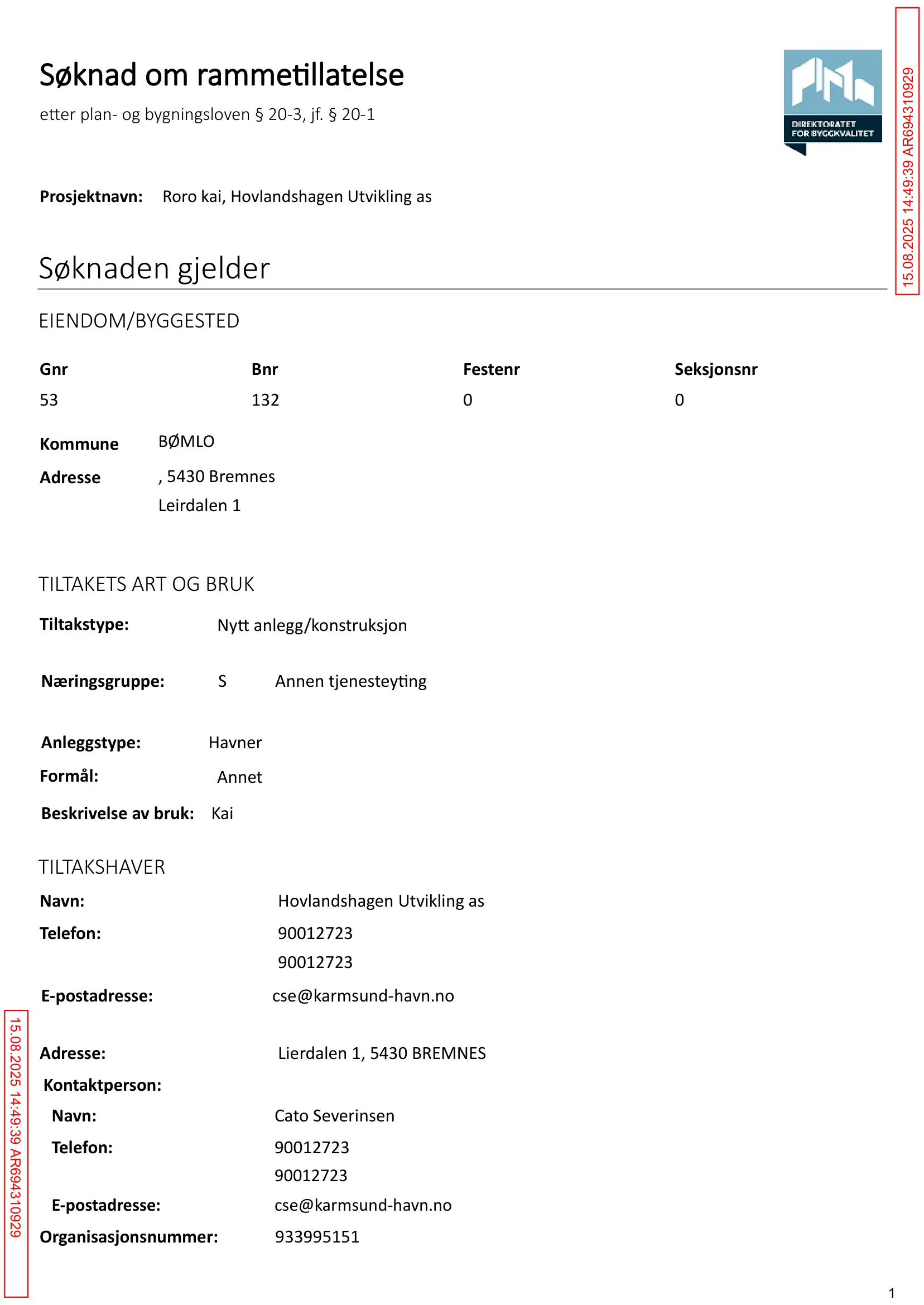 Søknad om rammetillatelse