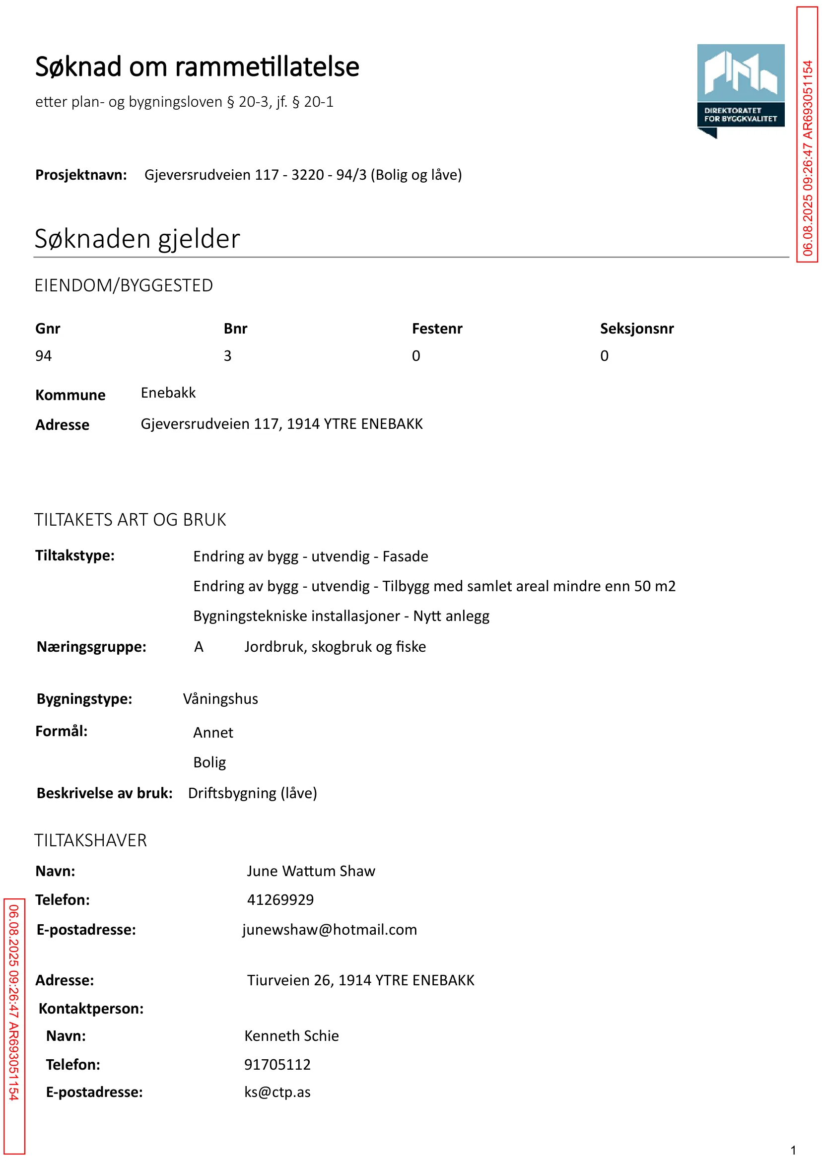 Søknad om rammetillatelse