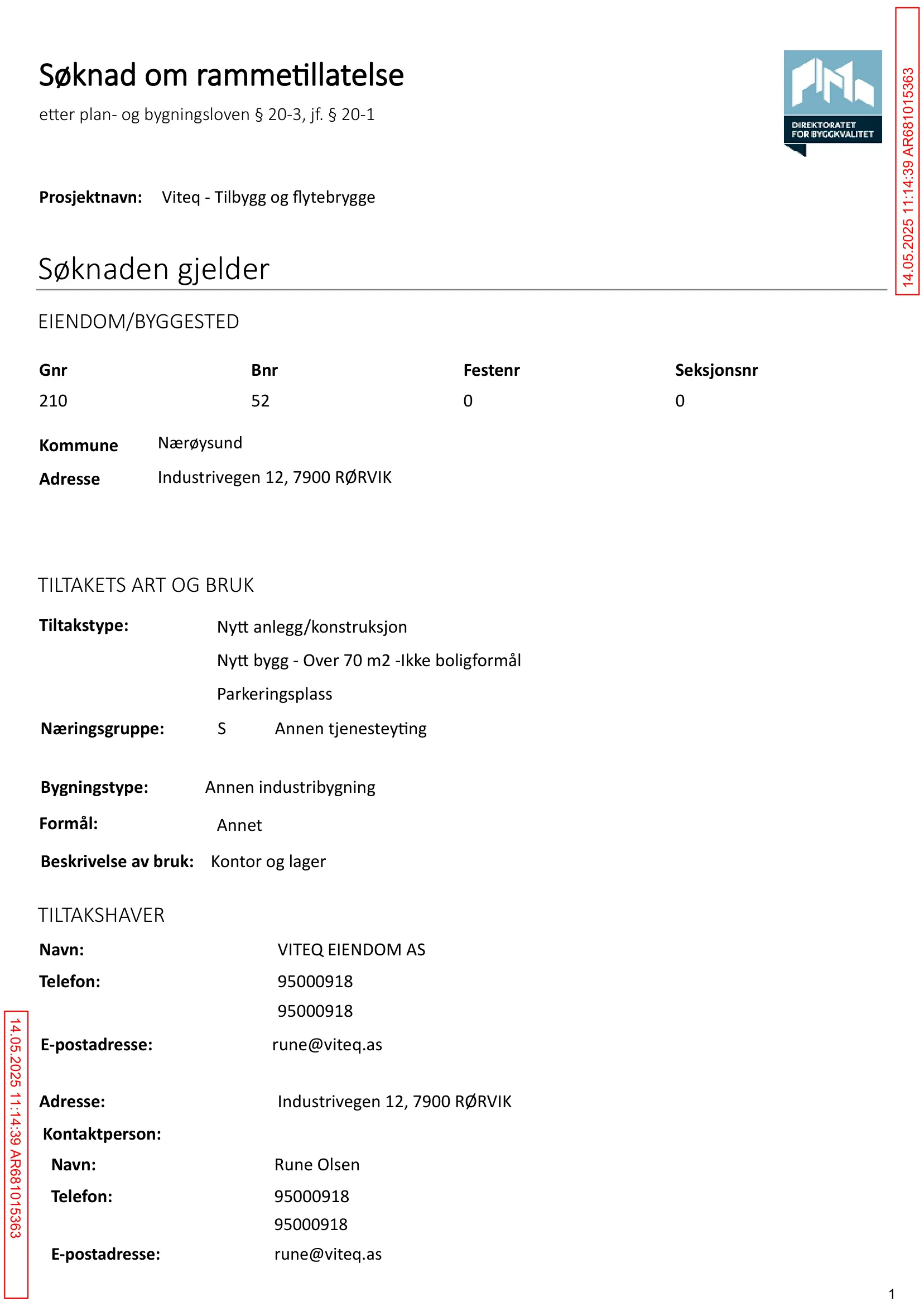 Søknad om rammetillatelse