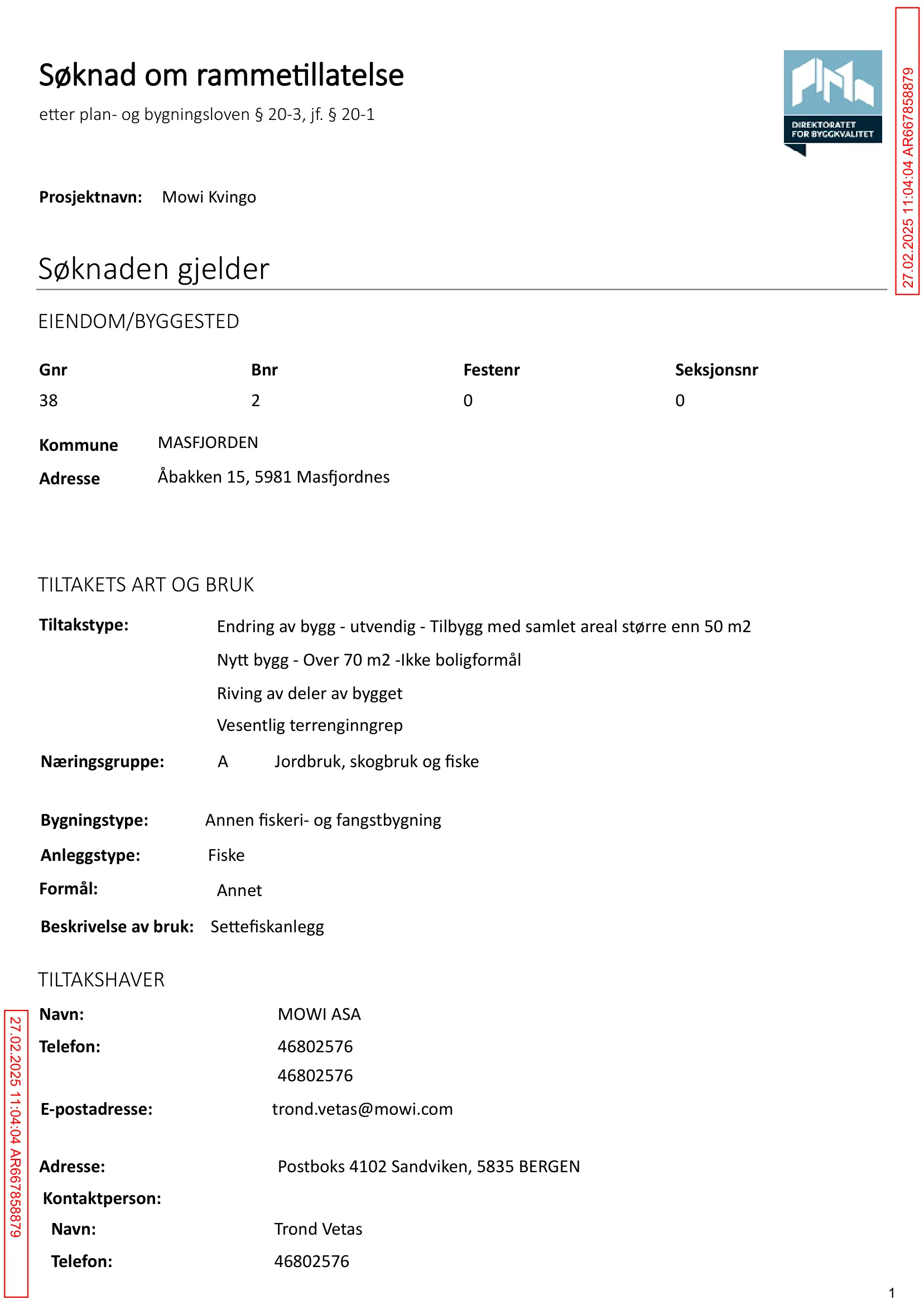 Søknad om rammetillatelse