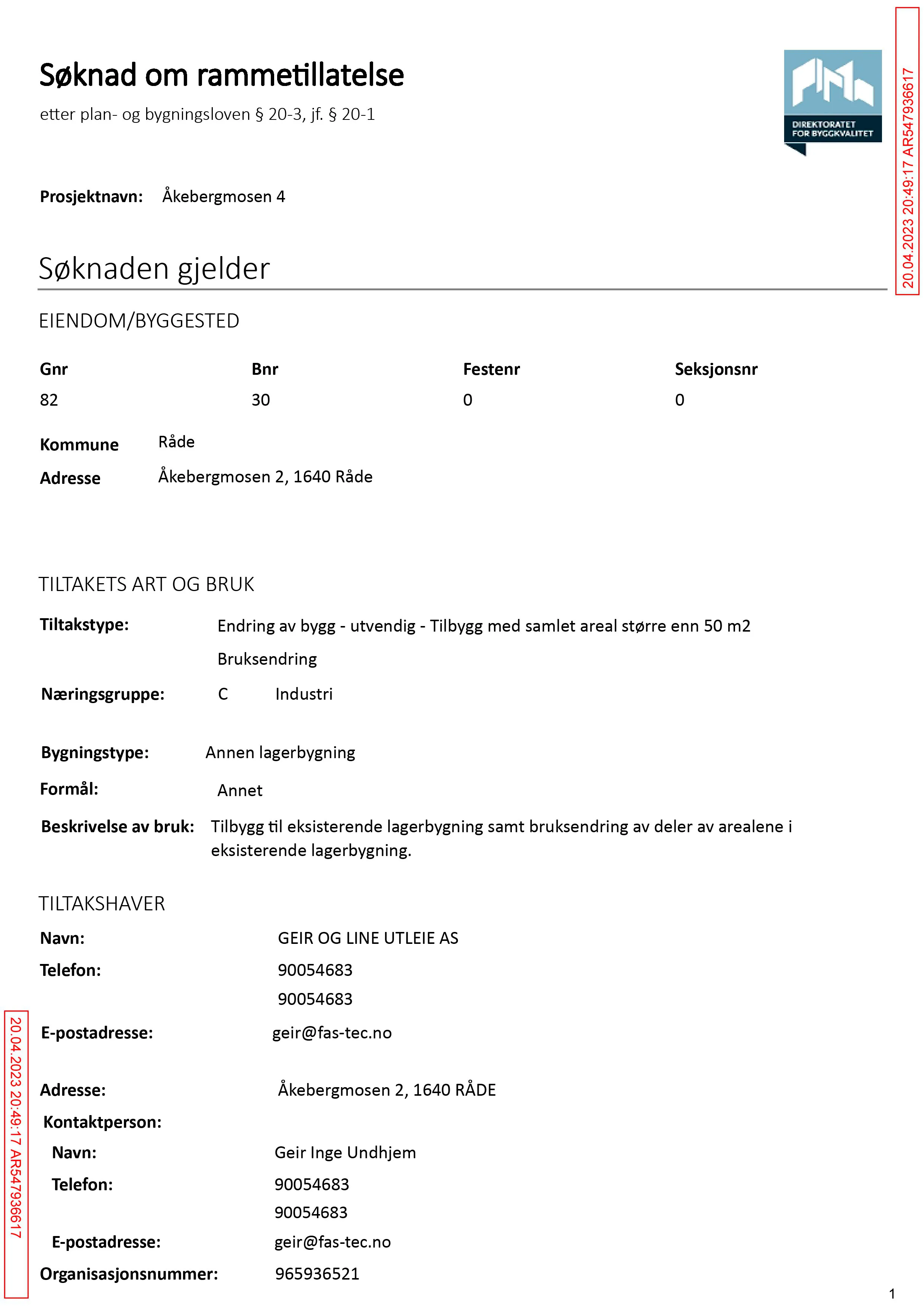 Søknad om rammetillatelse
