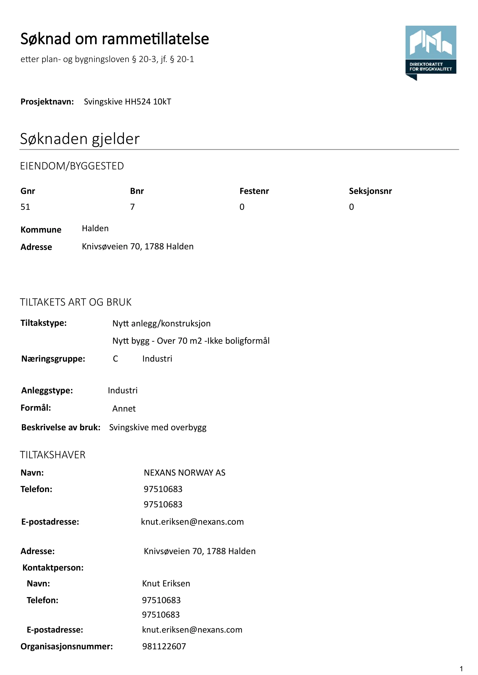 Søknad om rammetillatelse