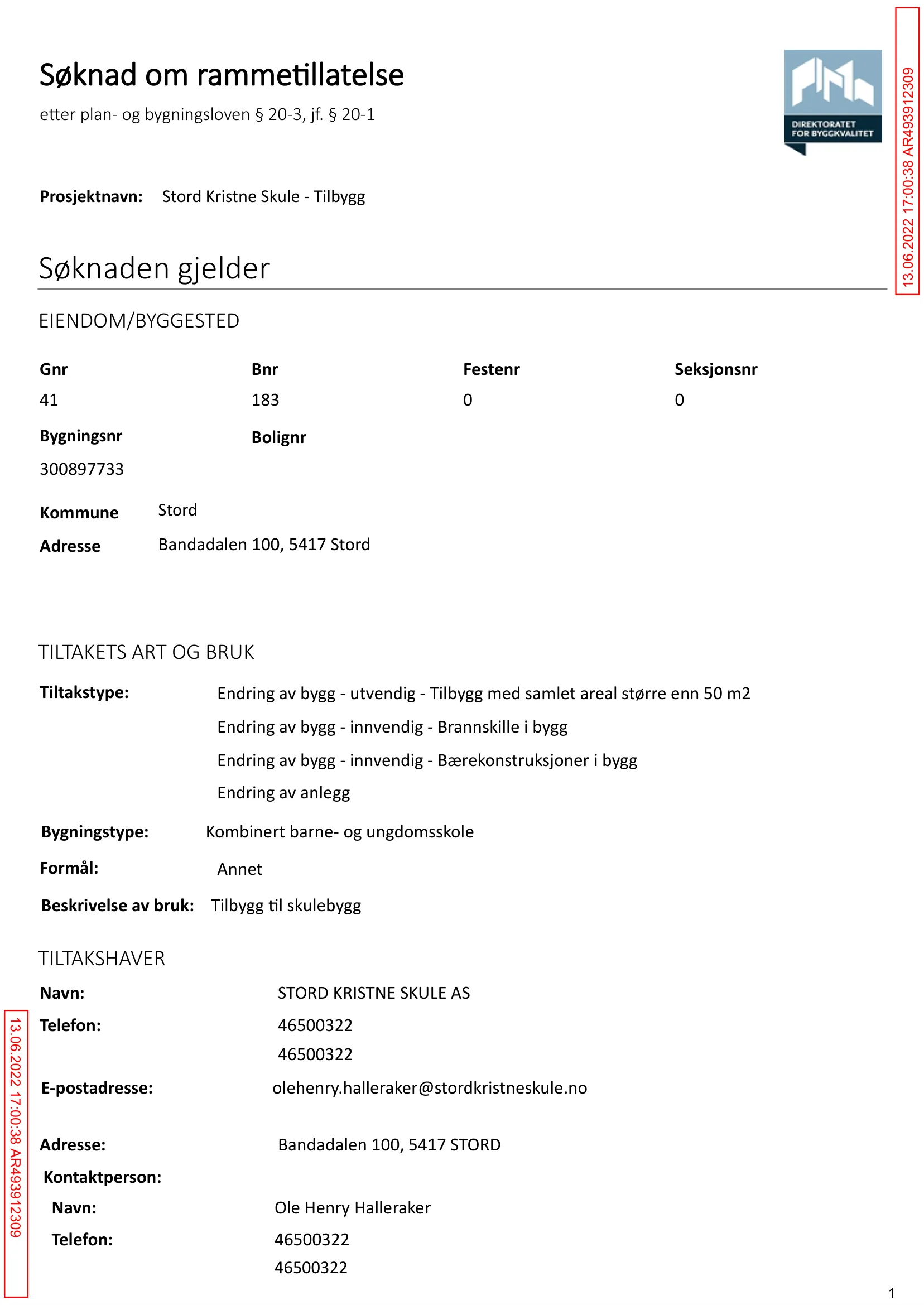 Søknad om rammetillatelse
