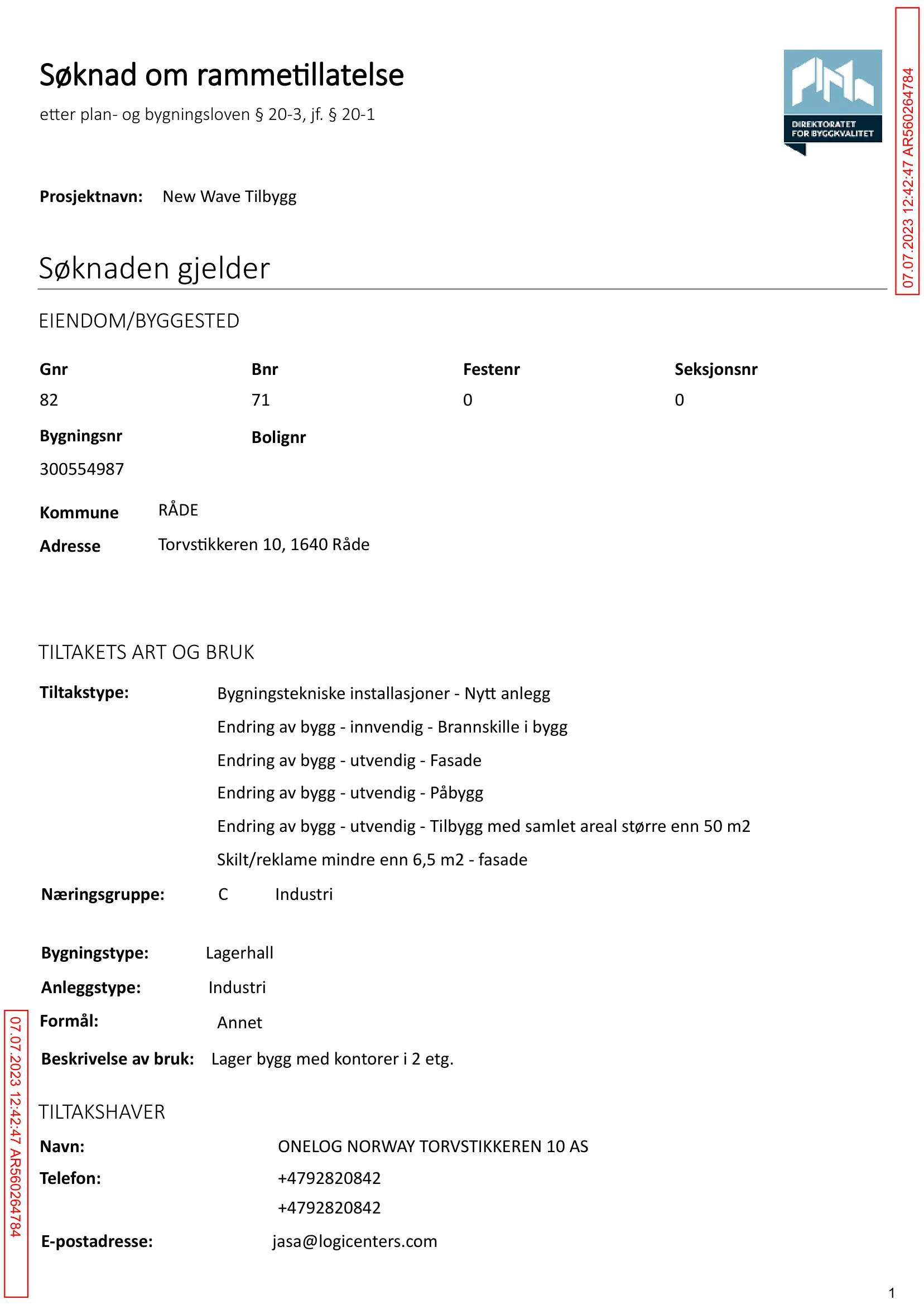 Søknad om rammetillatelse