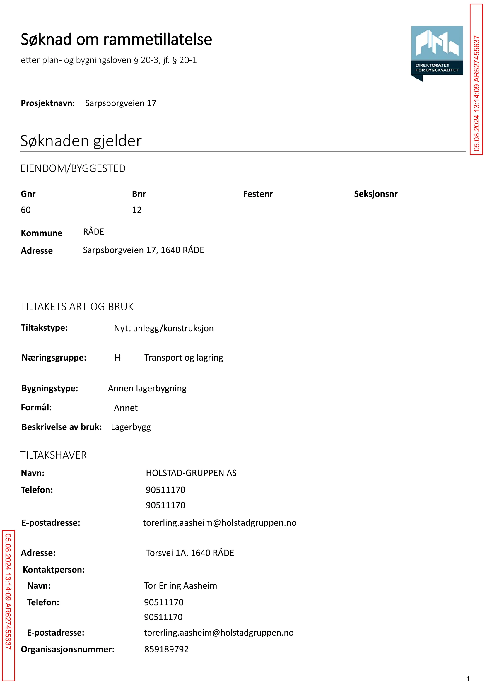 Søknad om rammetillatelse