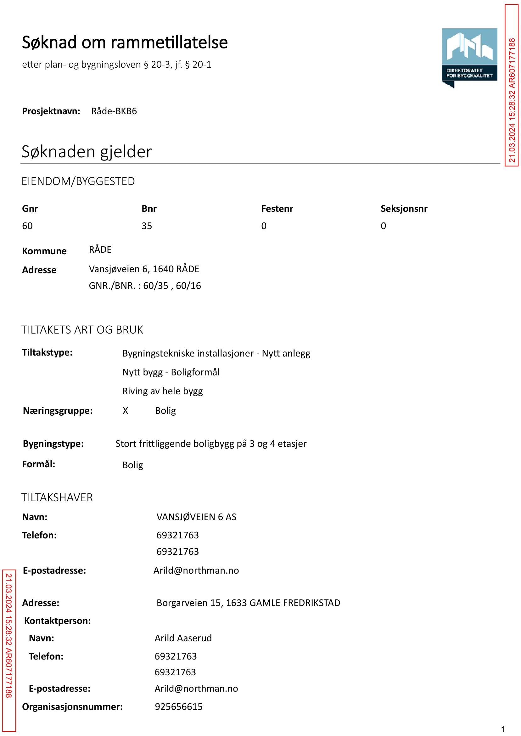 Søknad om rammetillatelse