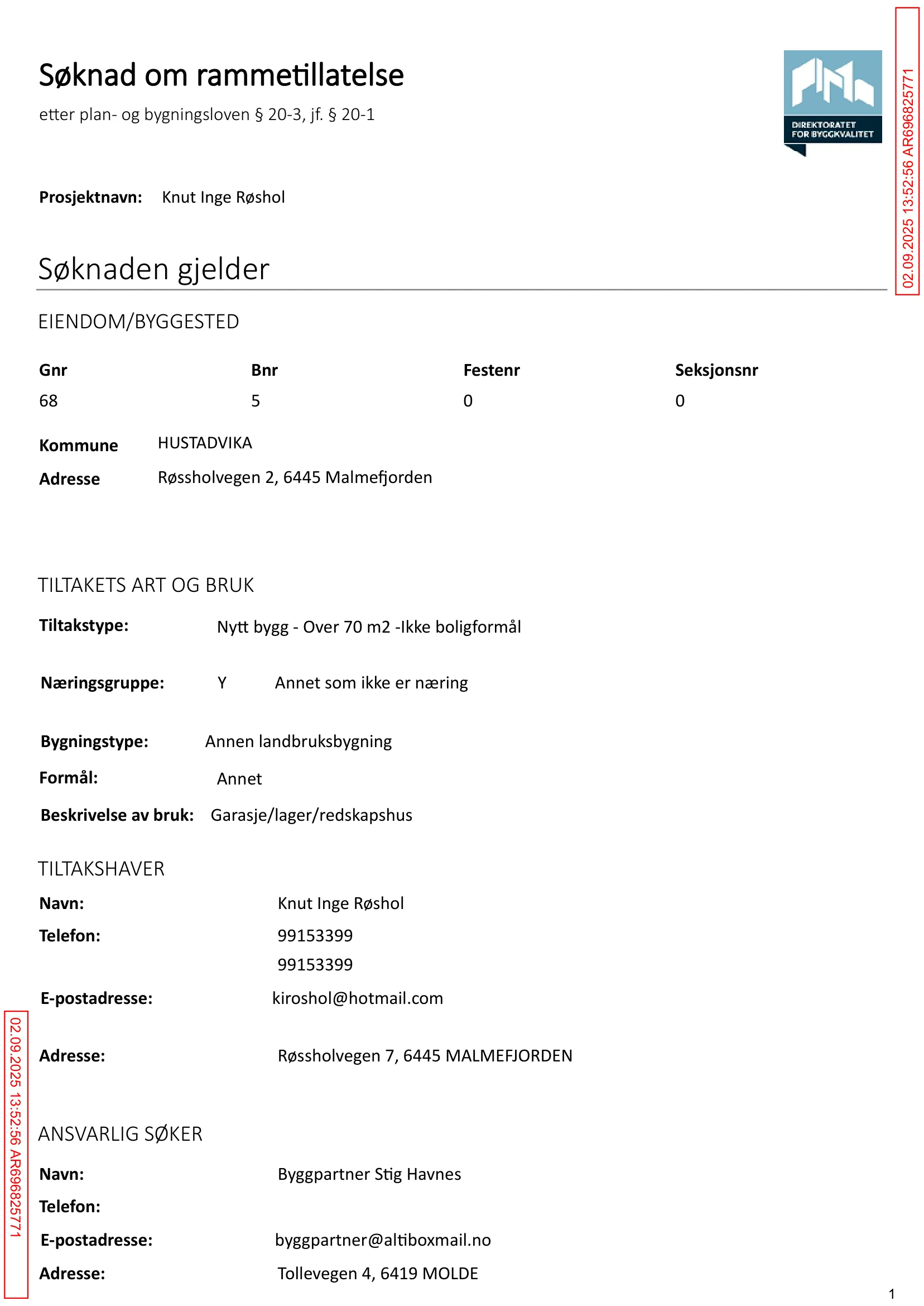 Søknad om rammetillatelse