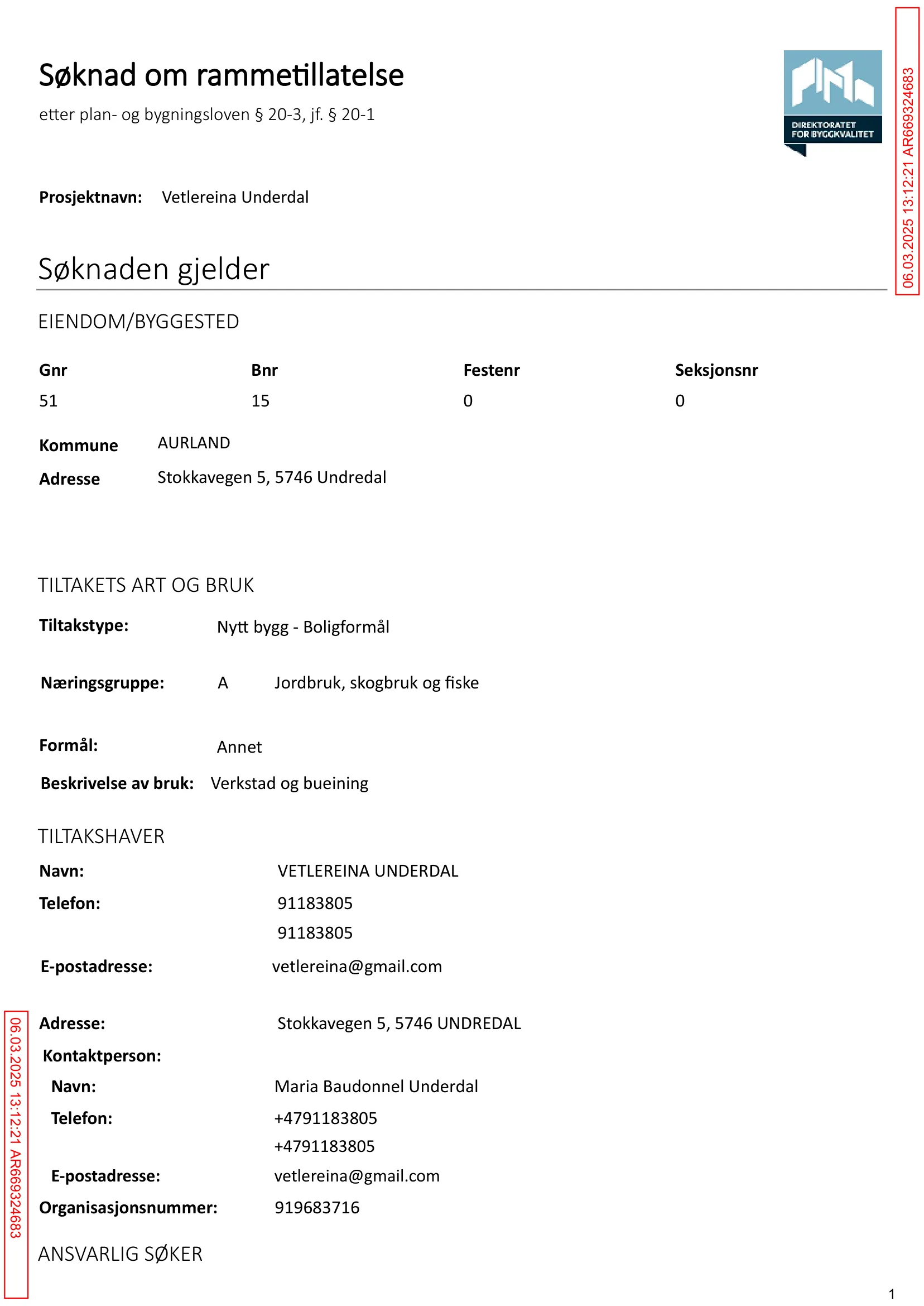 Søknad om rammetillatelse