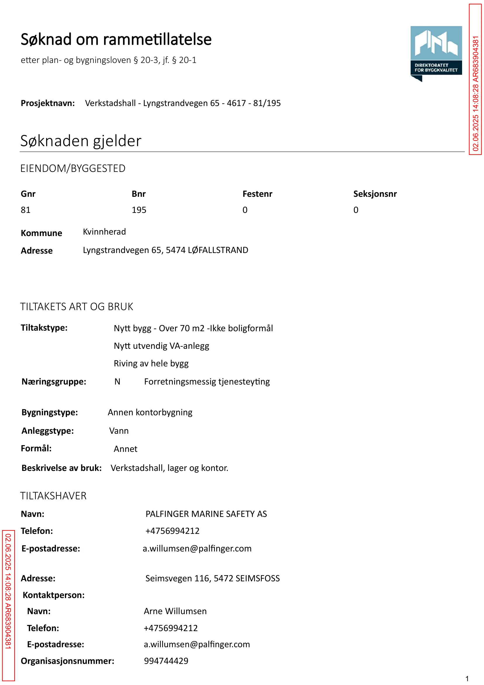 Søknad om rammetillatelse