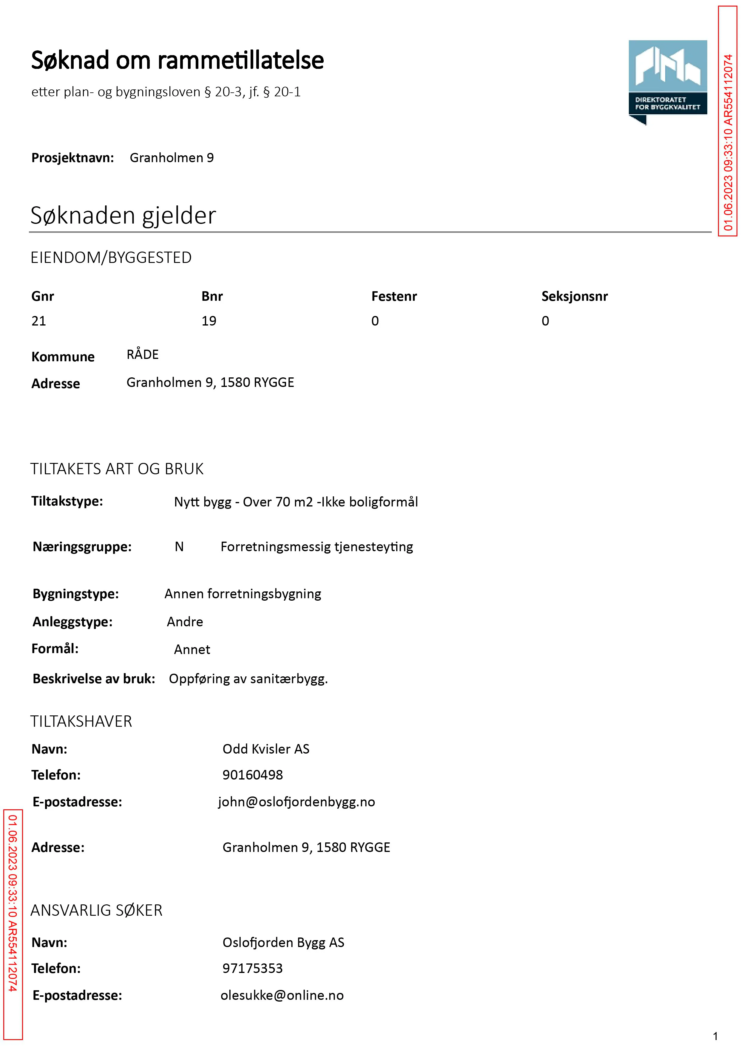 Søknad om rammetillatelse