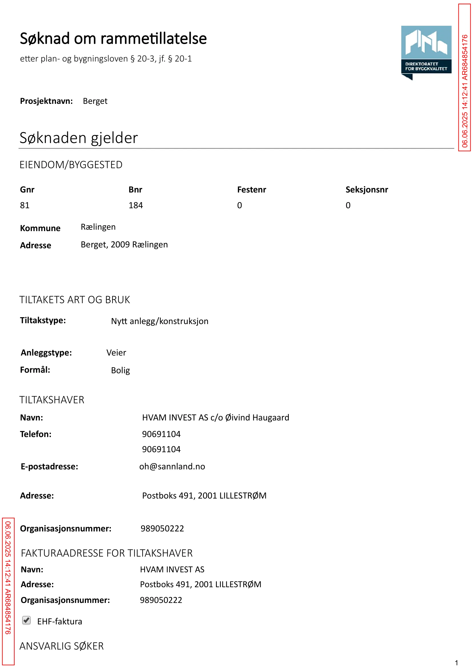 Søknad om rammetillatelse