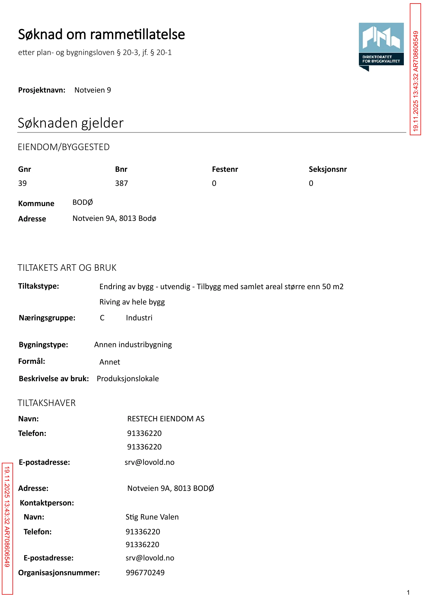 Søknad om rammetillatelse