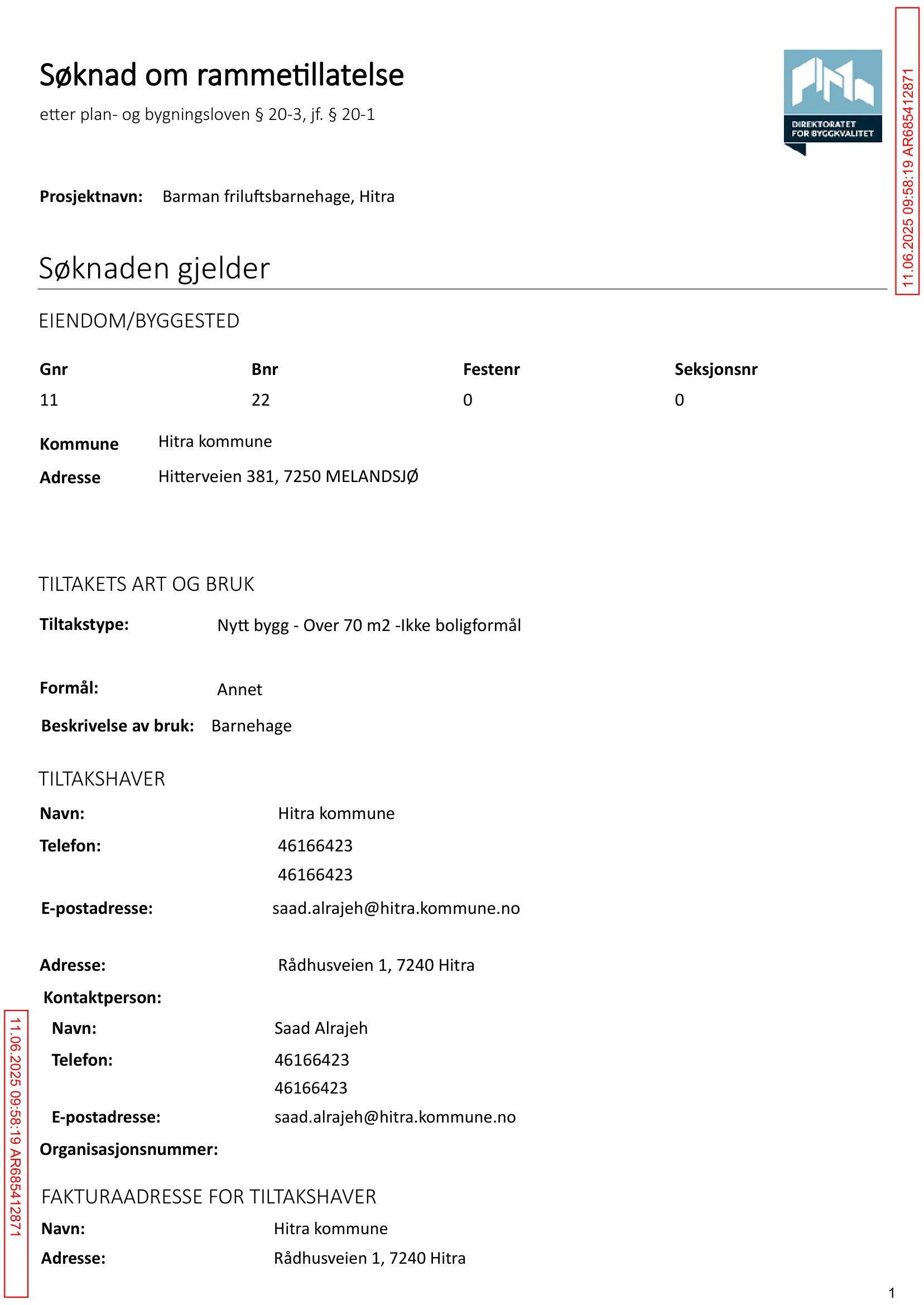 Søknad om rammetillatelse