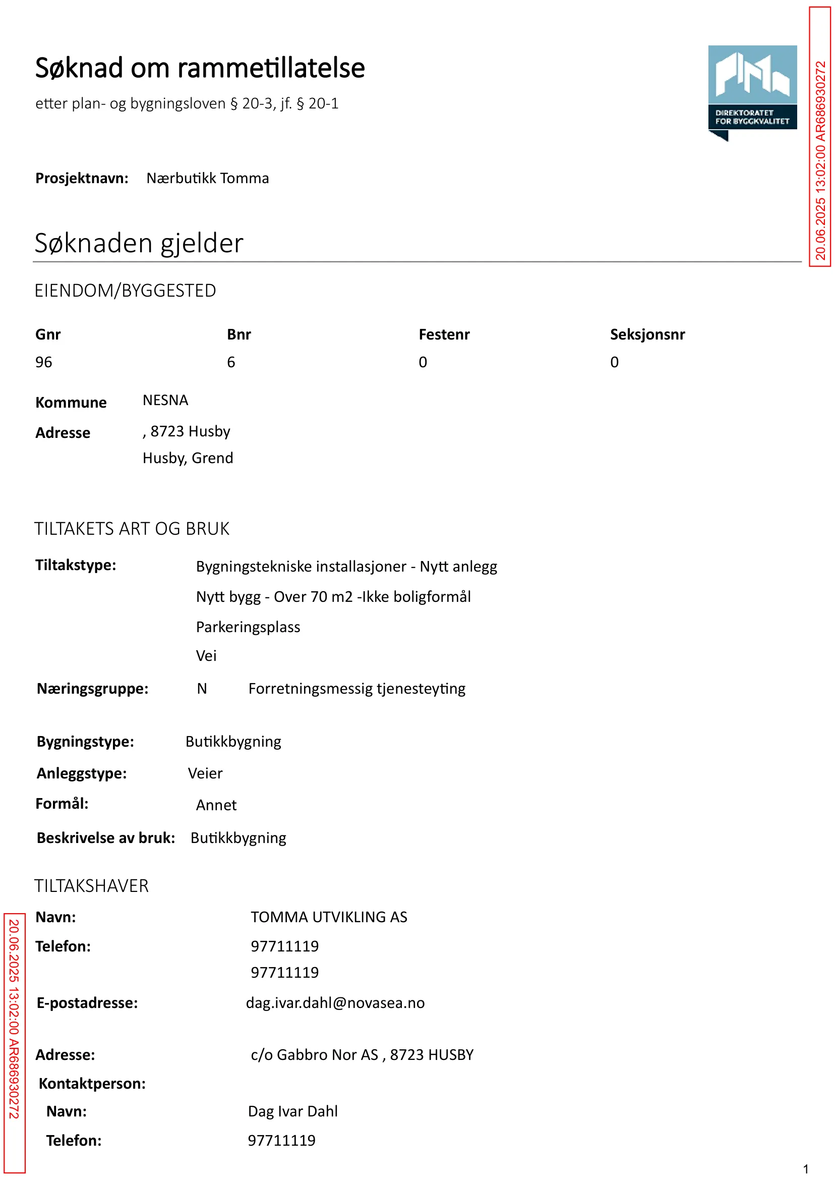Søknad om rammetillatelse