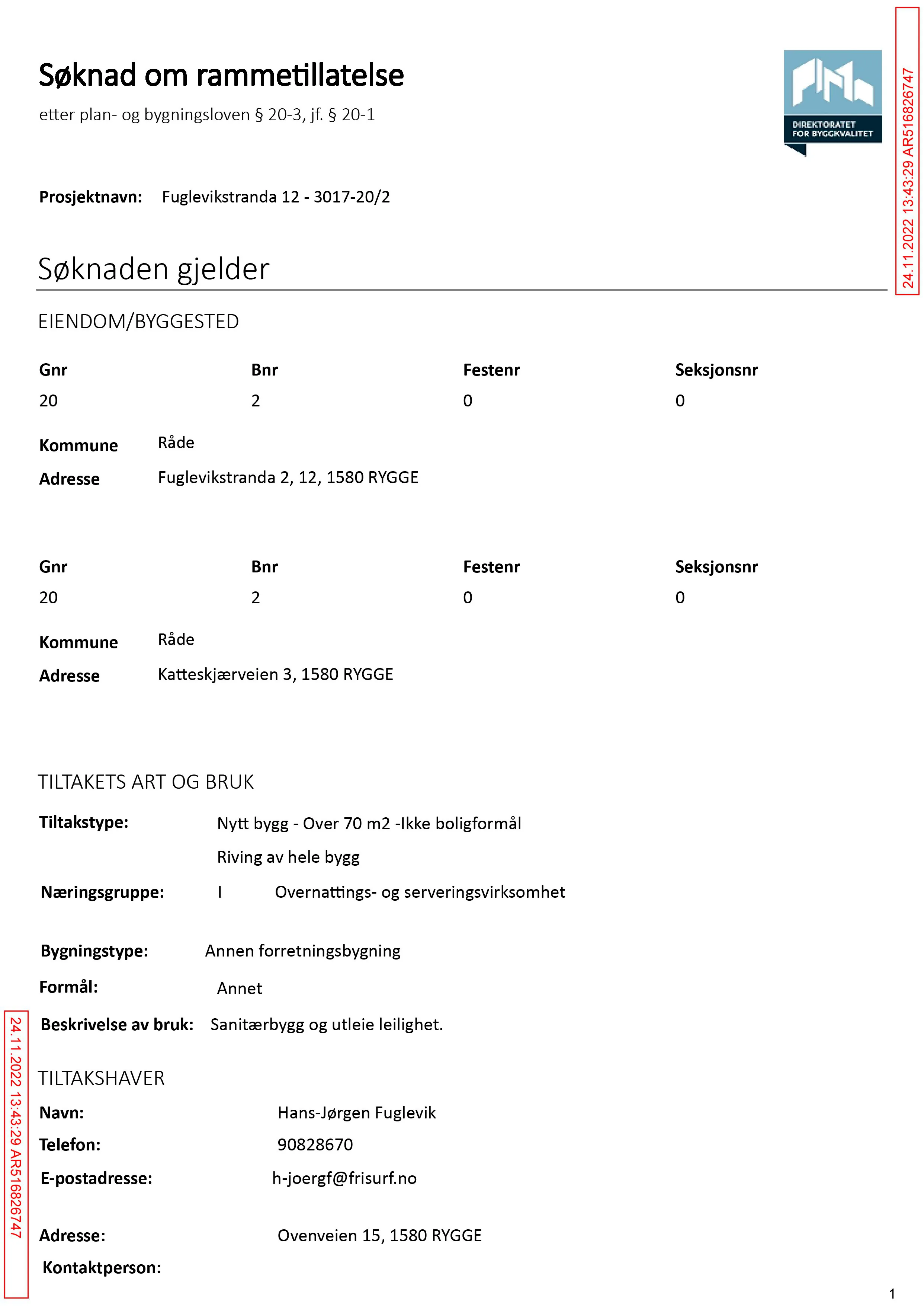 Søknad om rammetillatelse